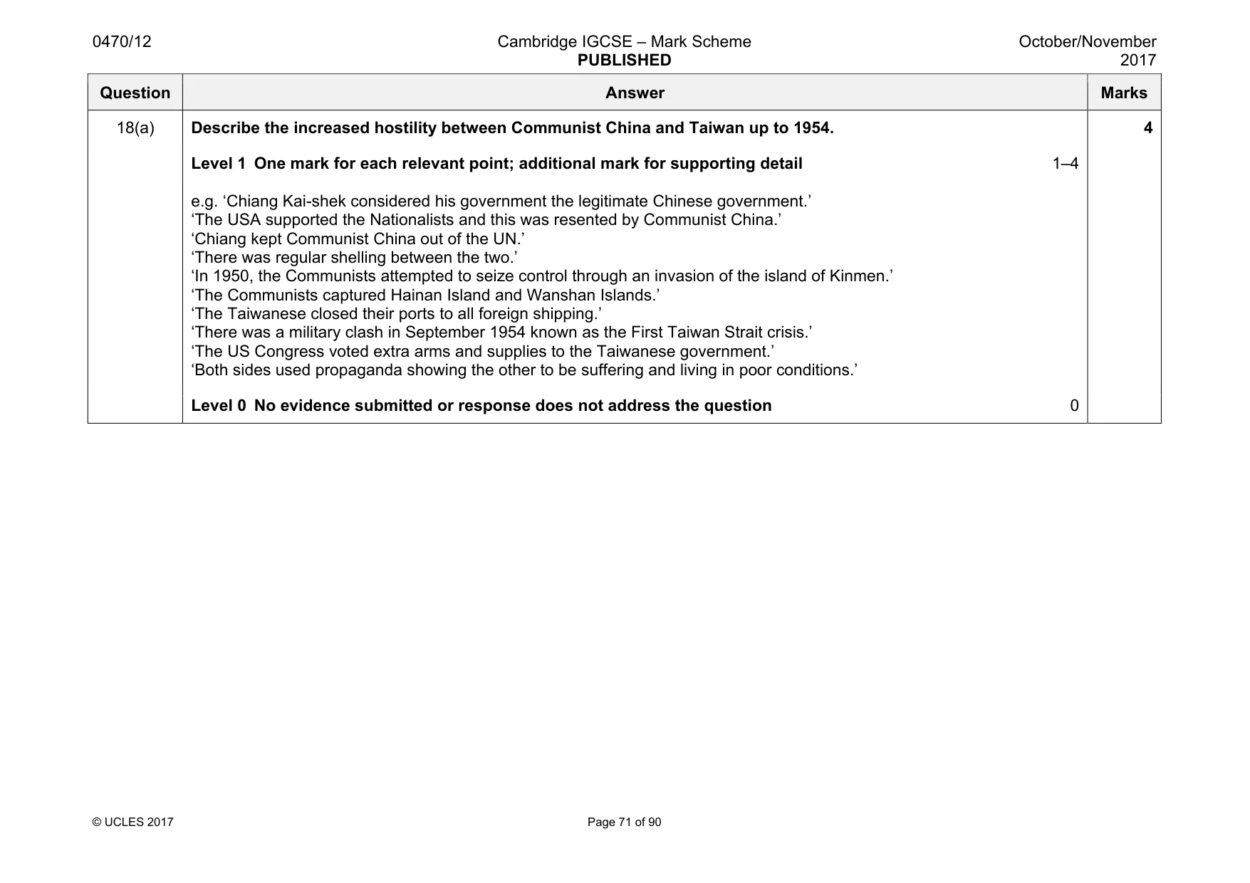 Mark scheme, page 71 of 90