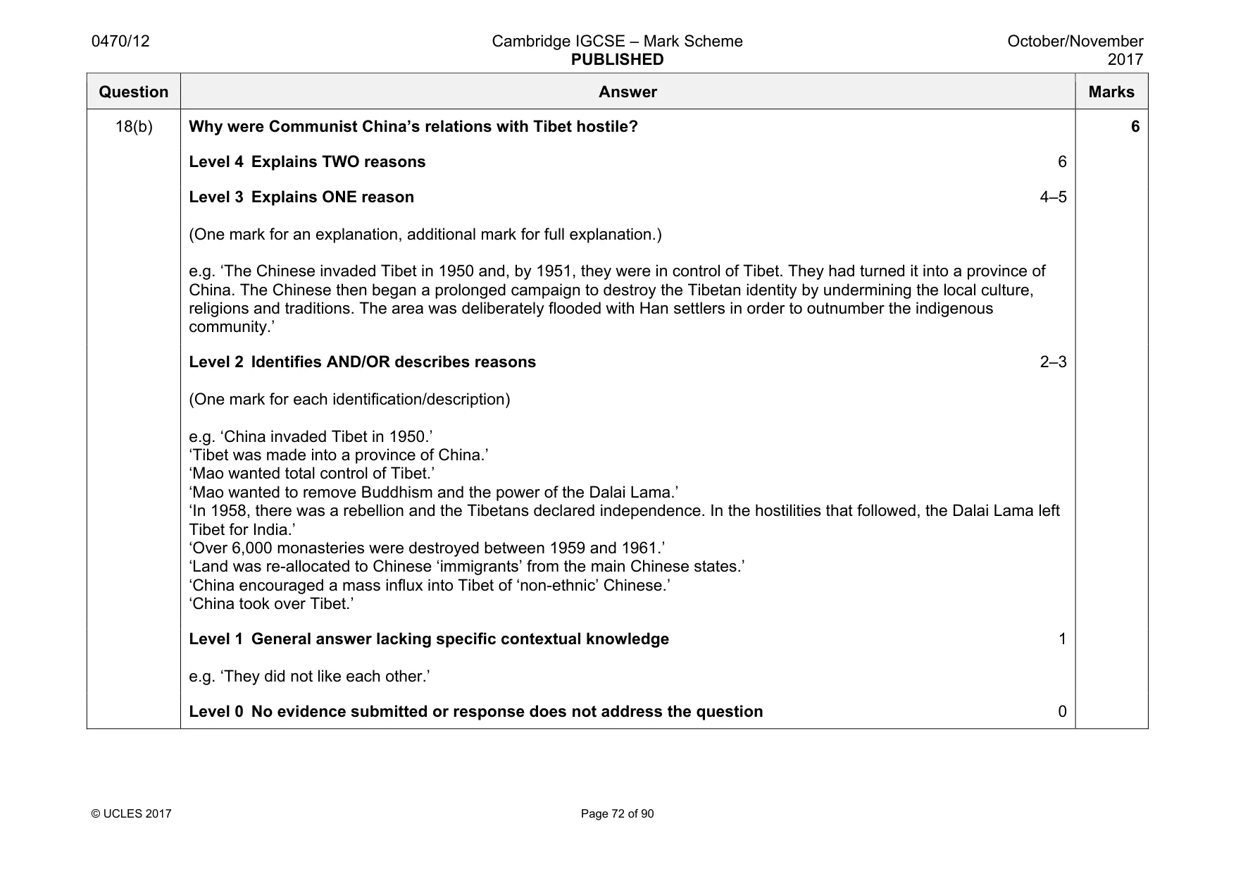 Mark scheme, page 72 of 90