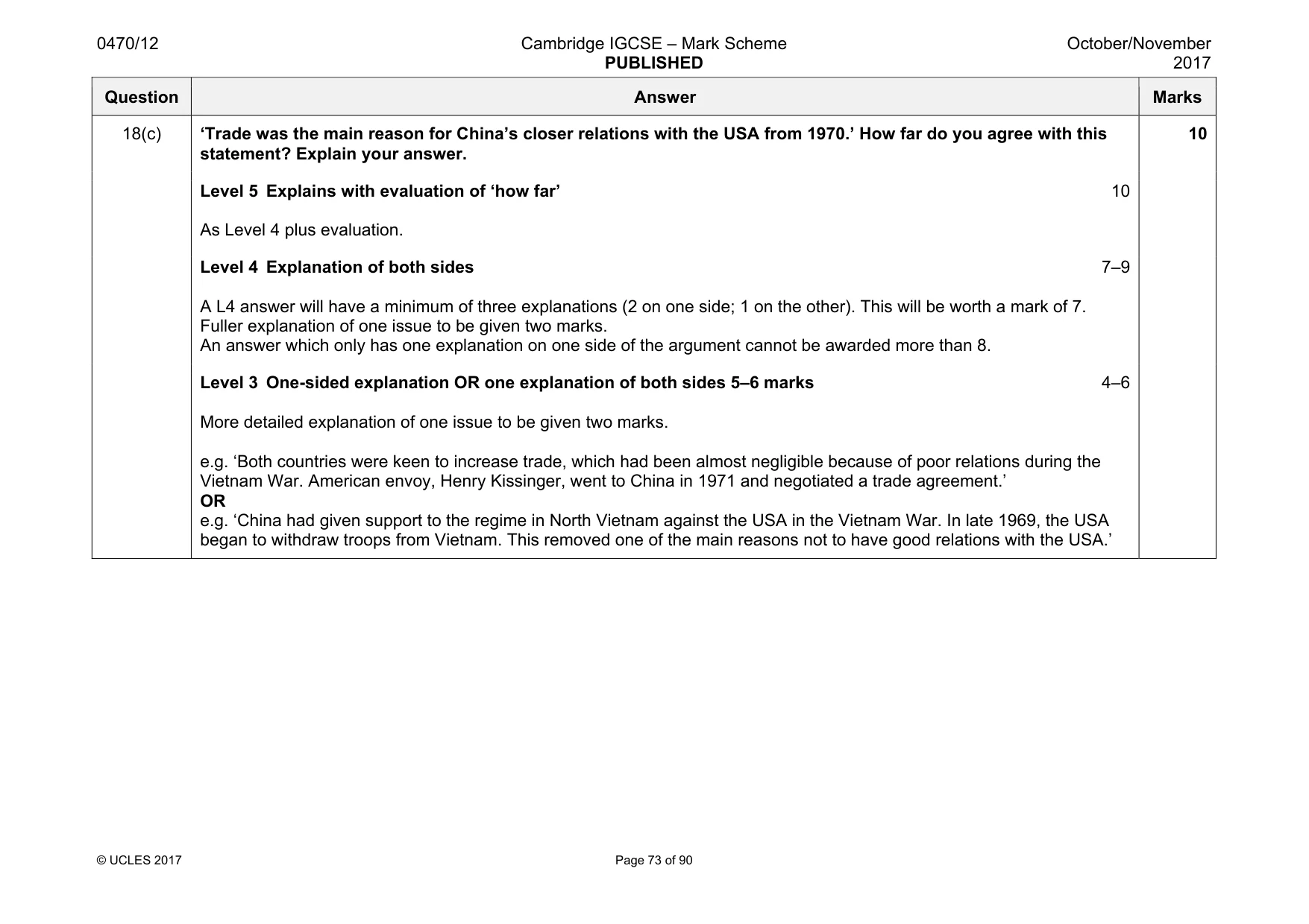 Mark scheme, page 73 of 90