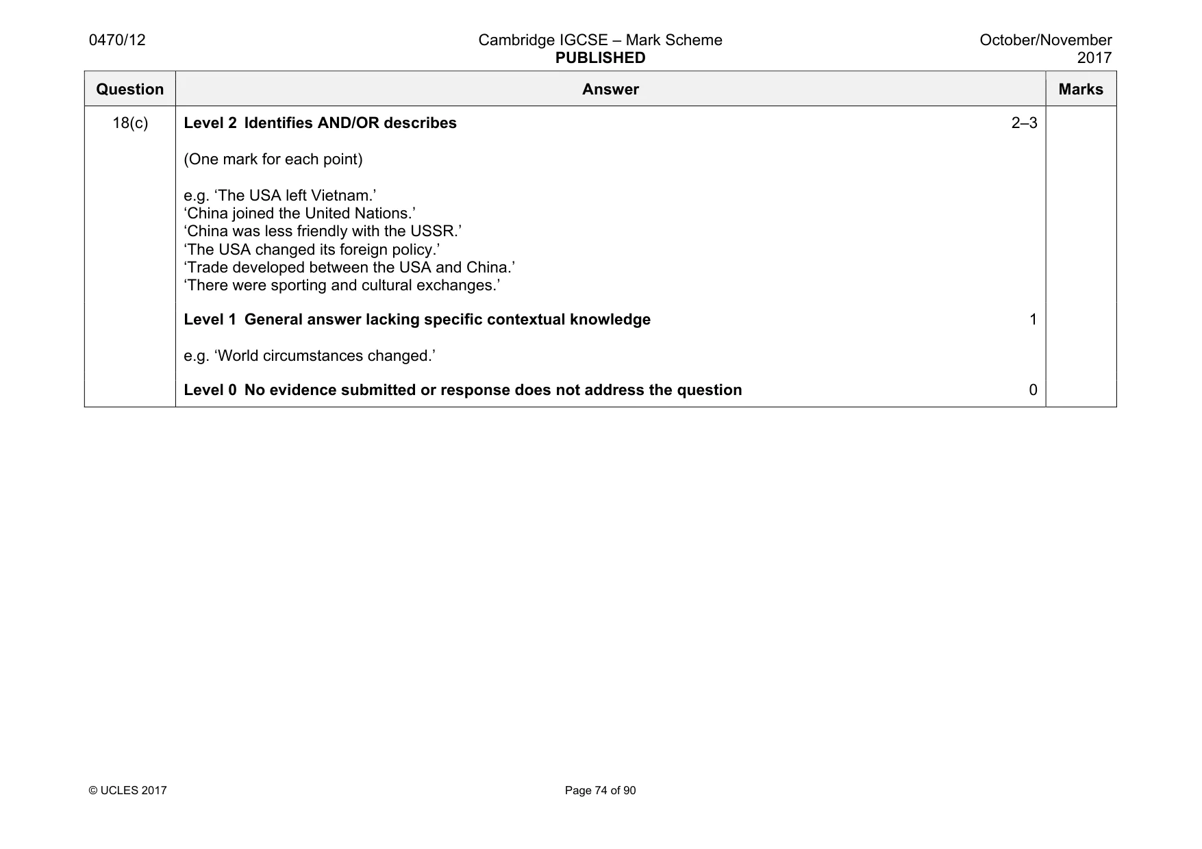 Mark scheme, page 74 of 90