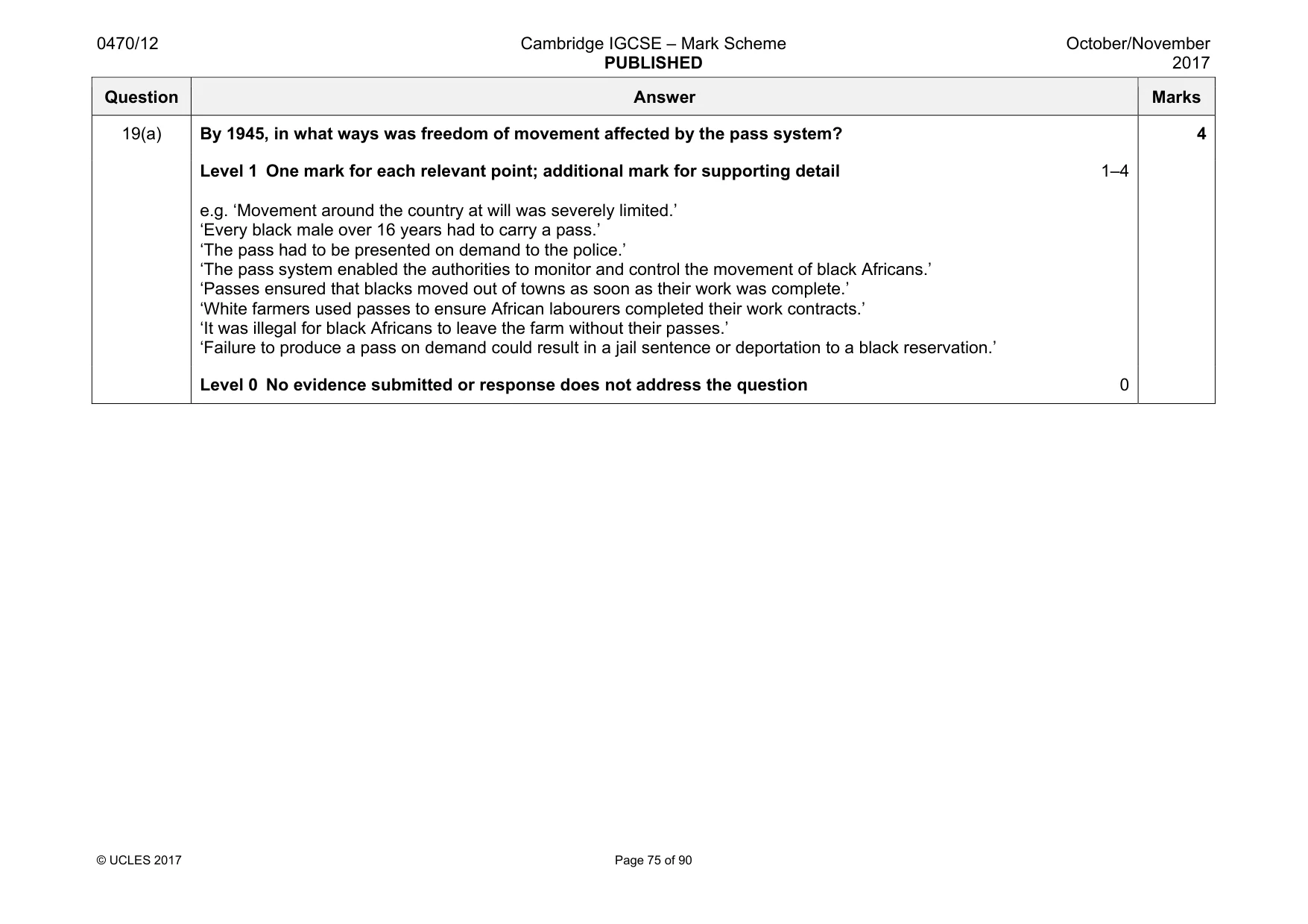 Mark scheme, page 75 of 90