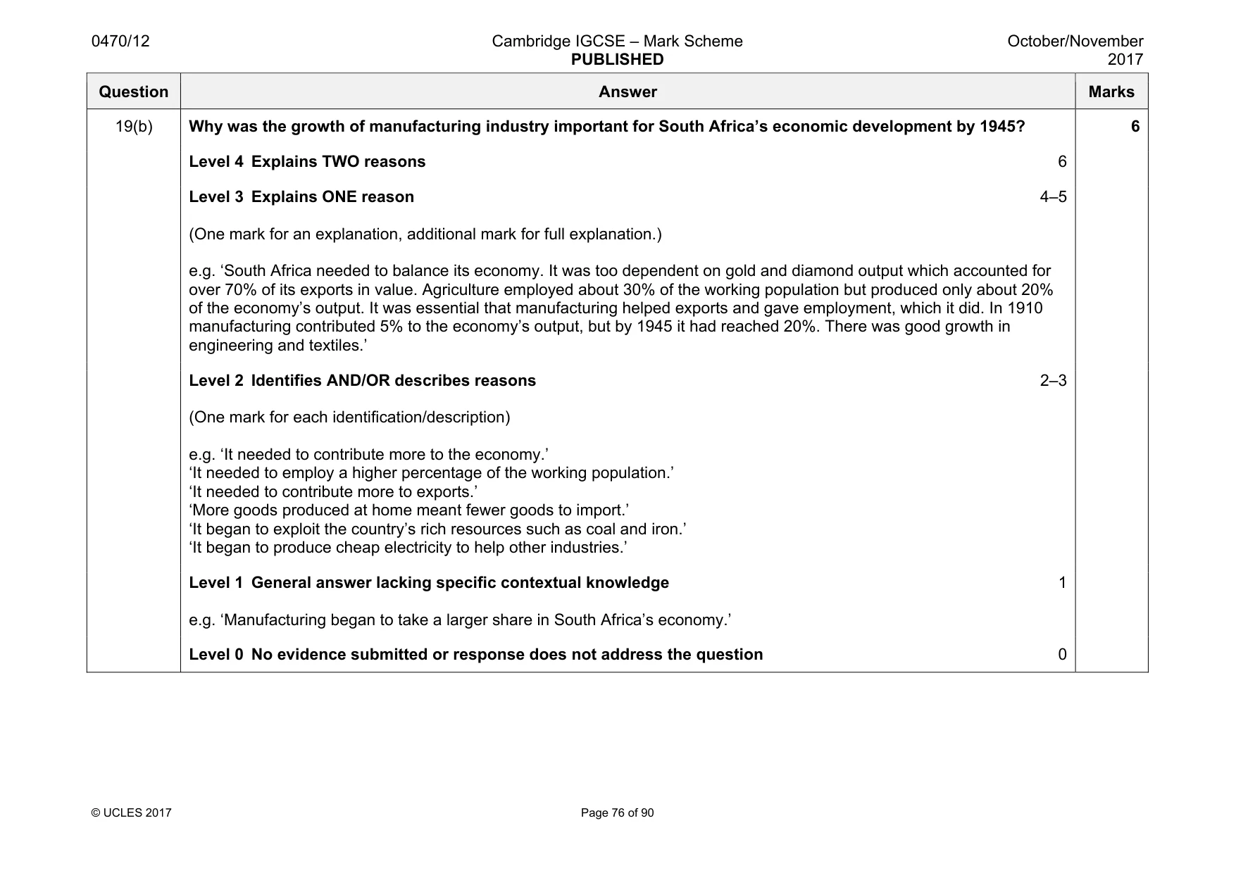 Mark scheme, page 76 of 90