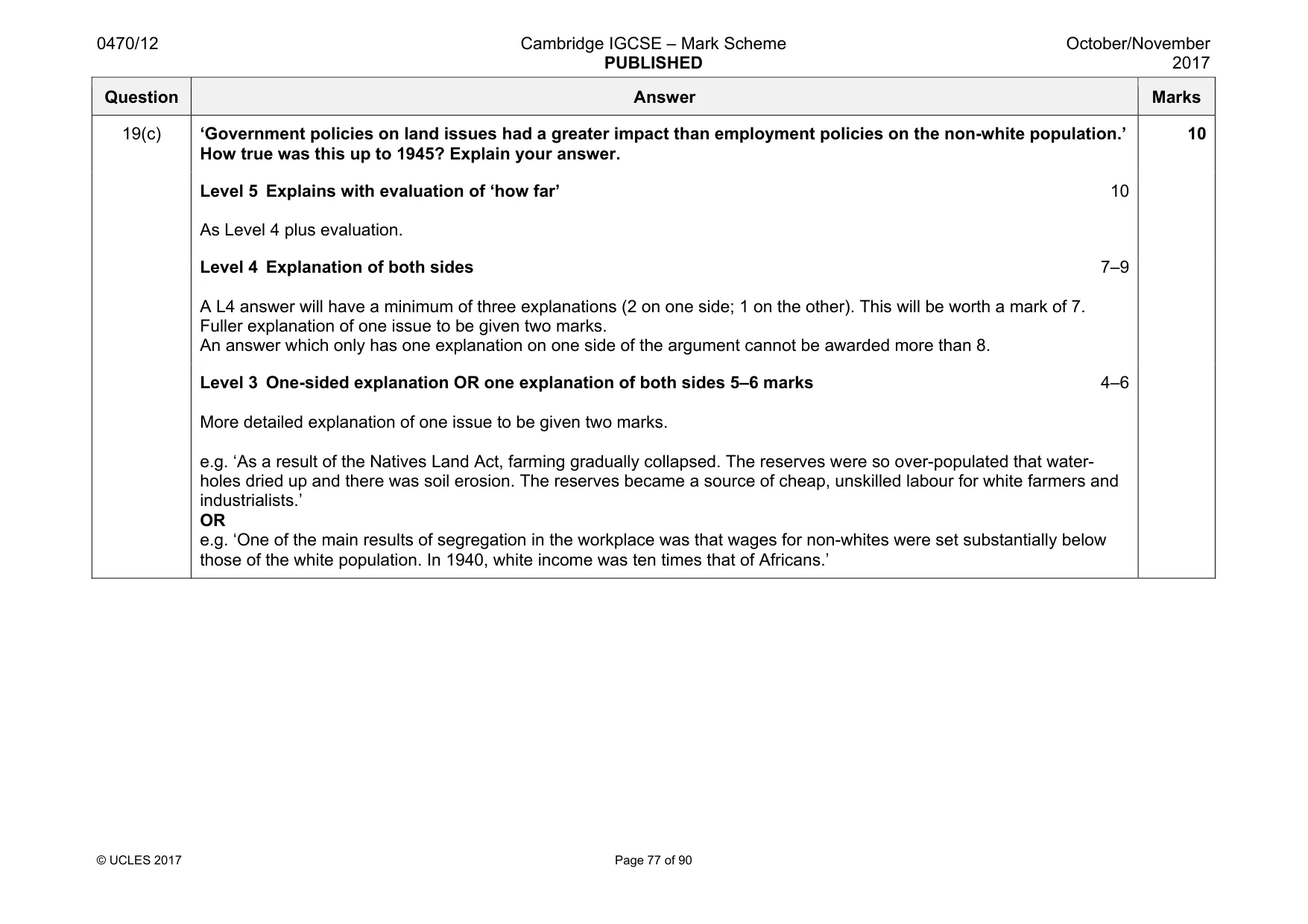 Mark scheme, page 77 of 90
