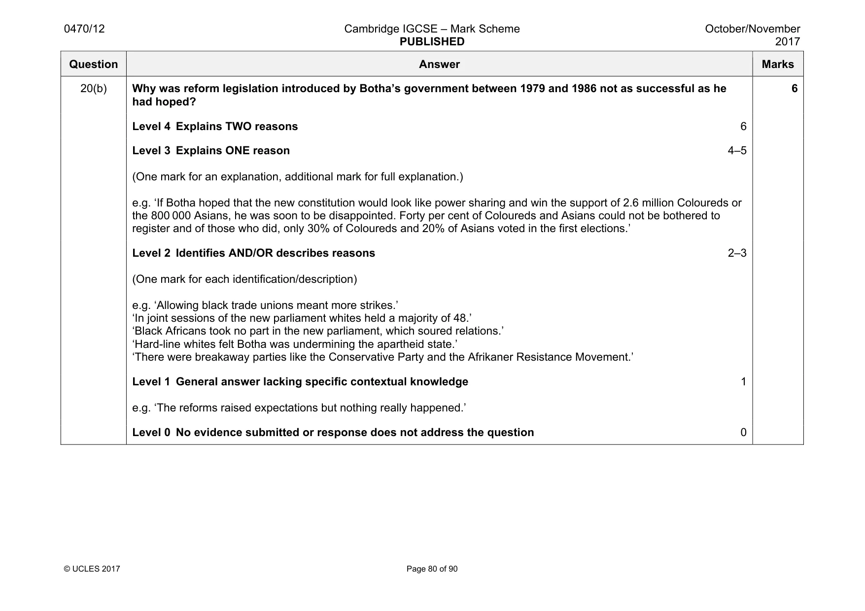 Mark scheme, page 80 of 90