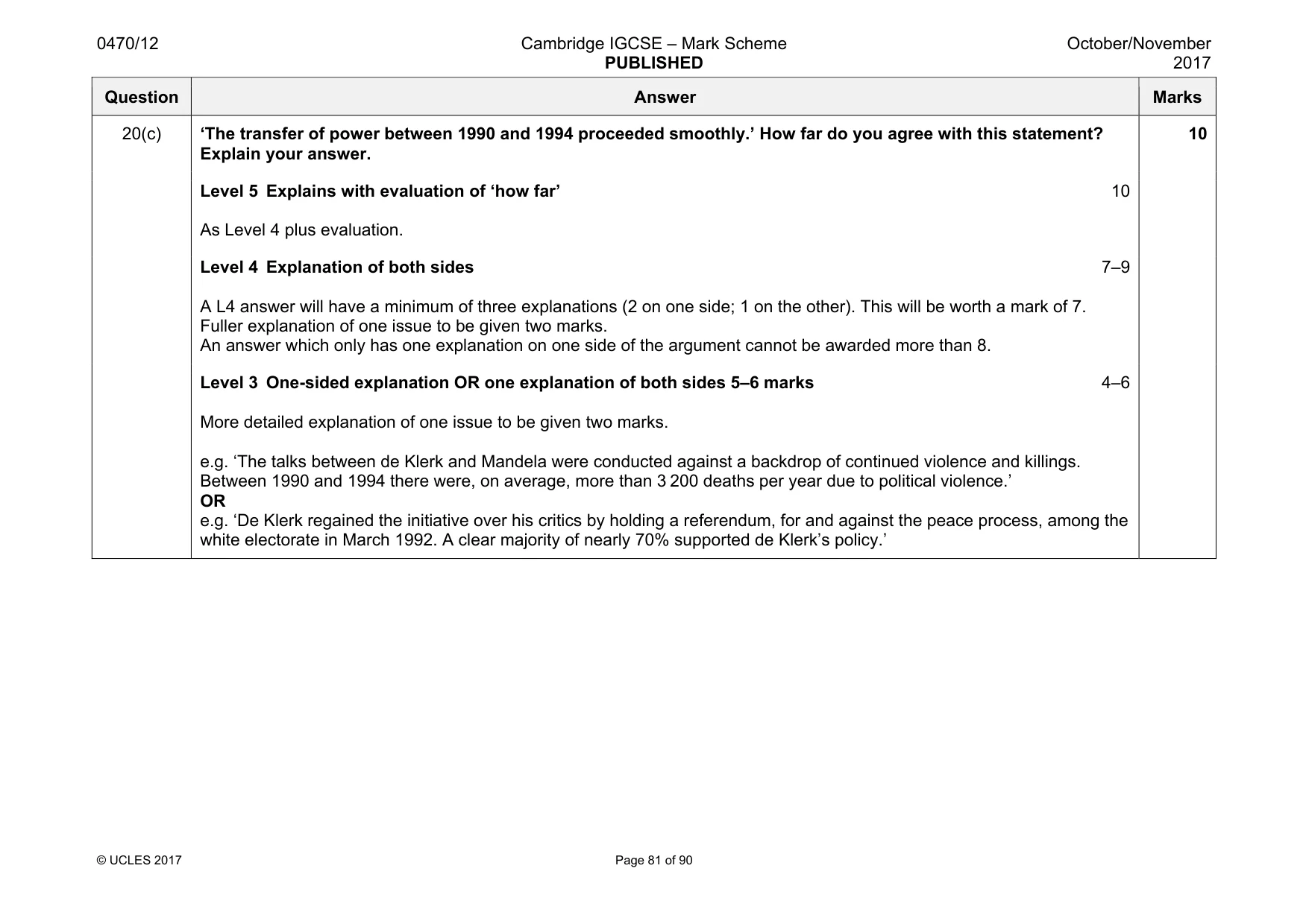 Mark scheme, page 81 of 90