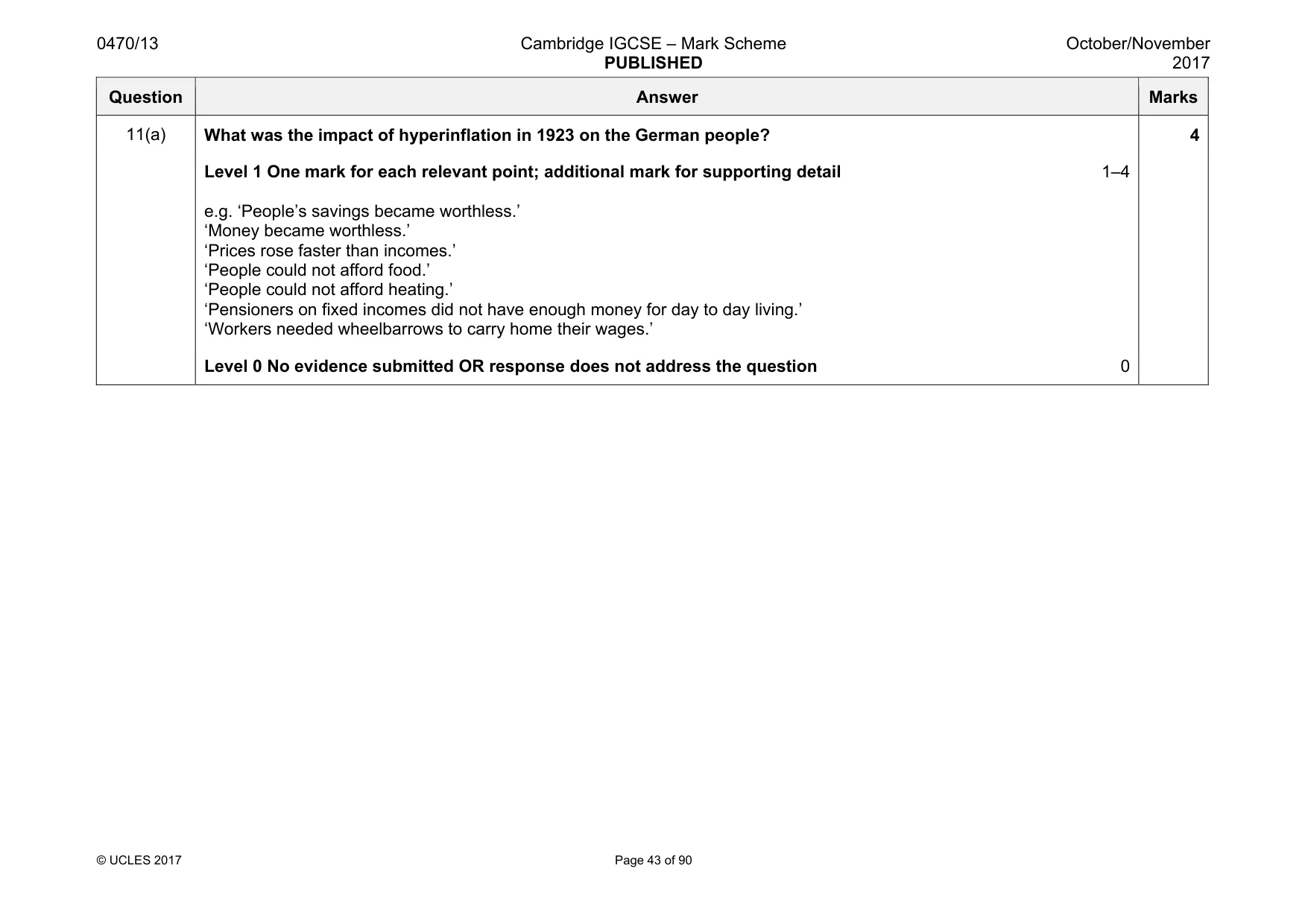 Mark scheme, page 43 of 90