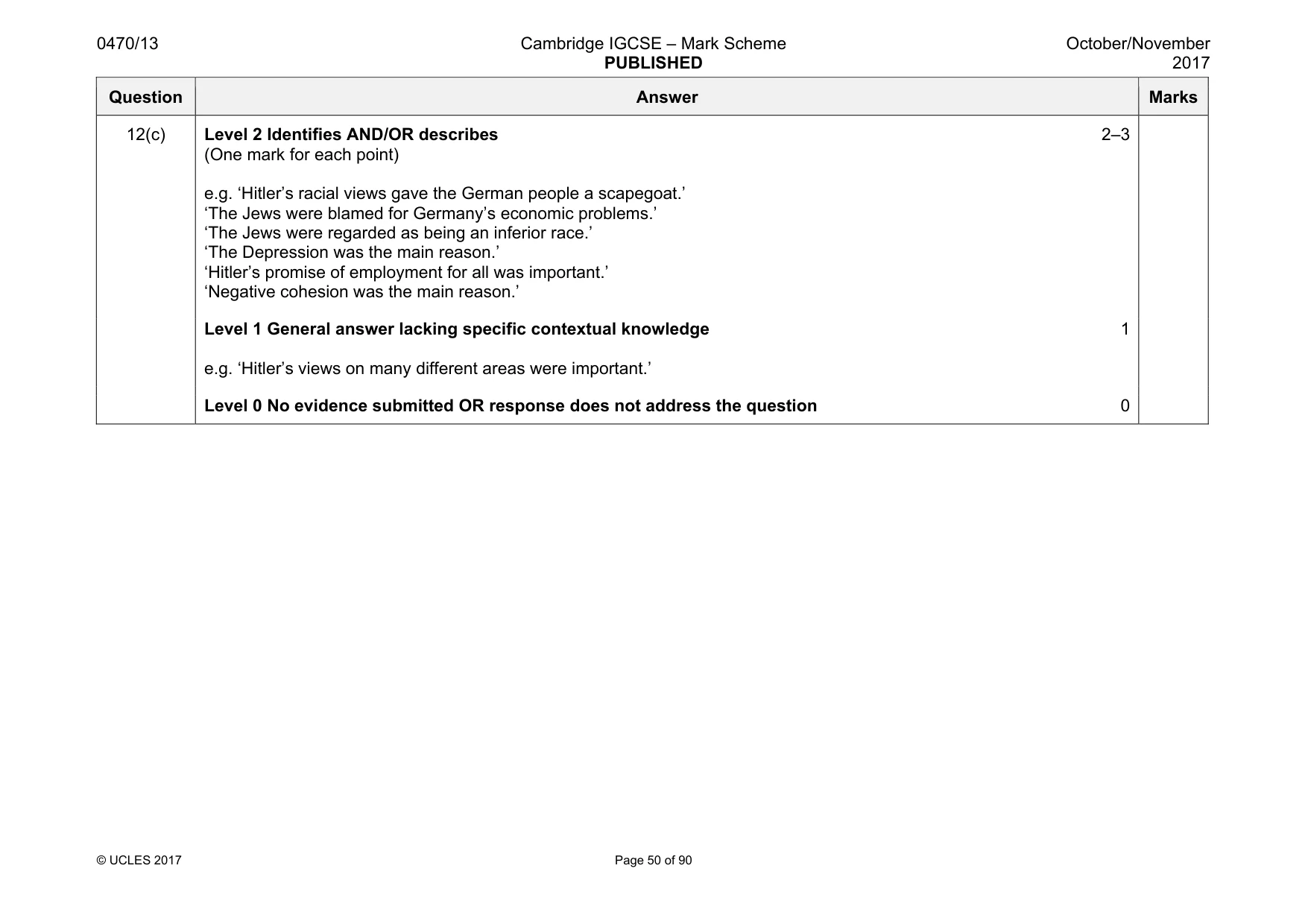 Mark scheme, page 50 of 90