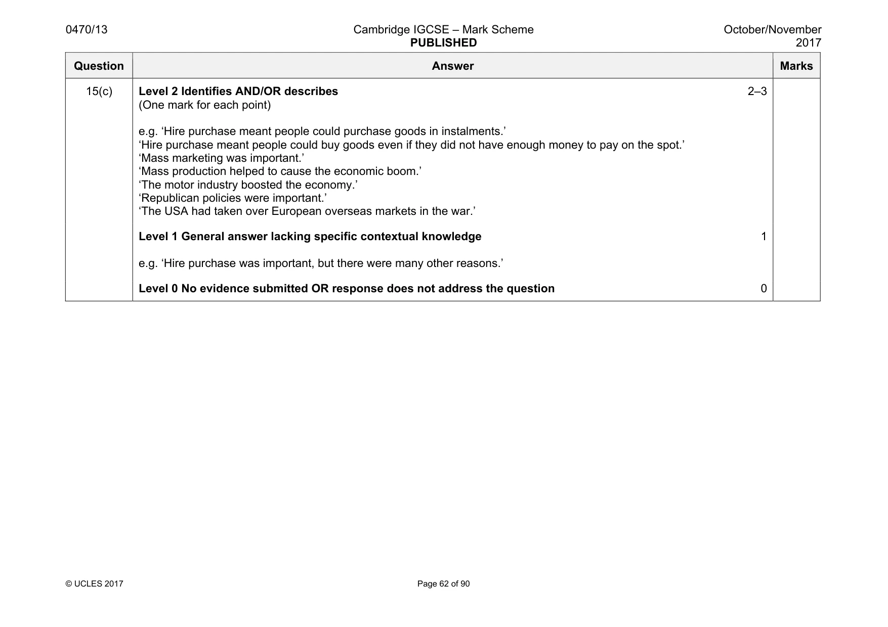 Mark scheme, page 62 of 90