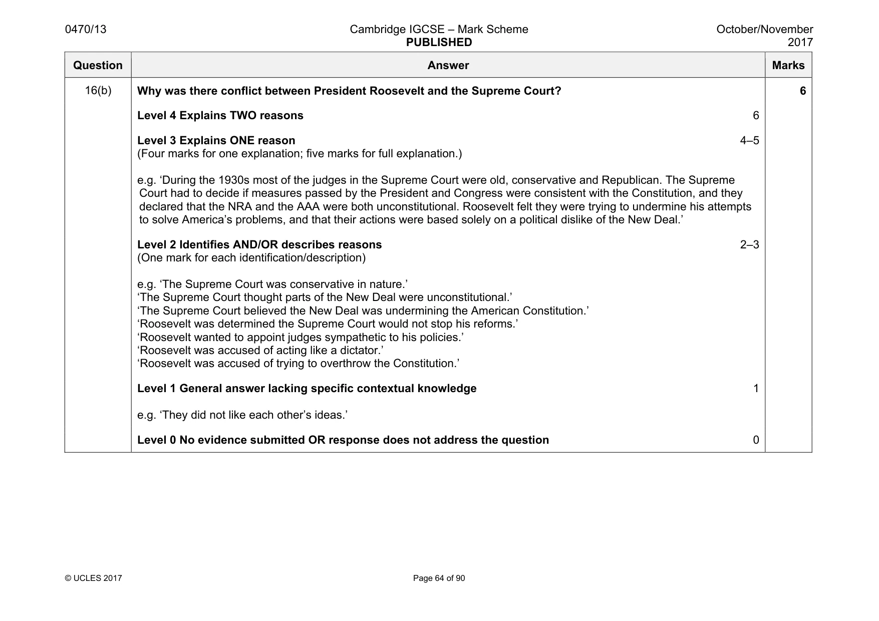 Mark scheme, page 64 of 90