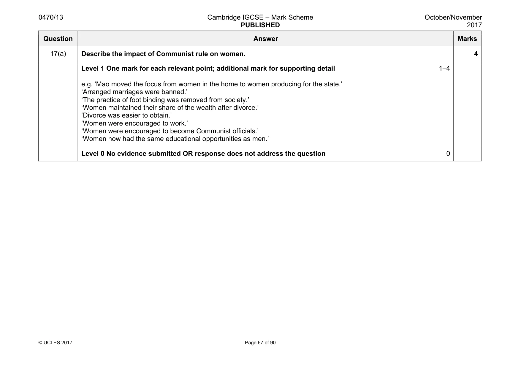 Mark scheme, page 67 of 90