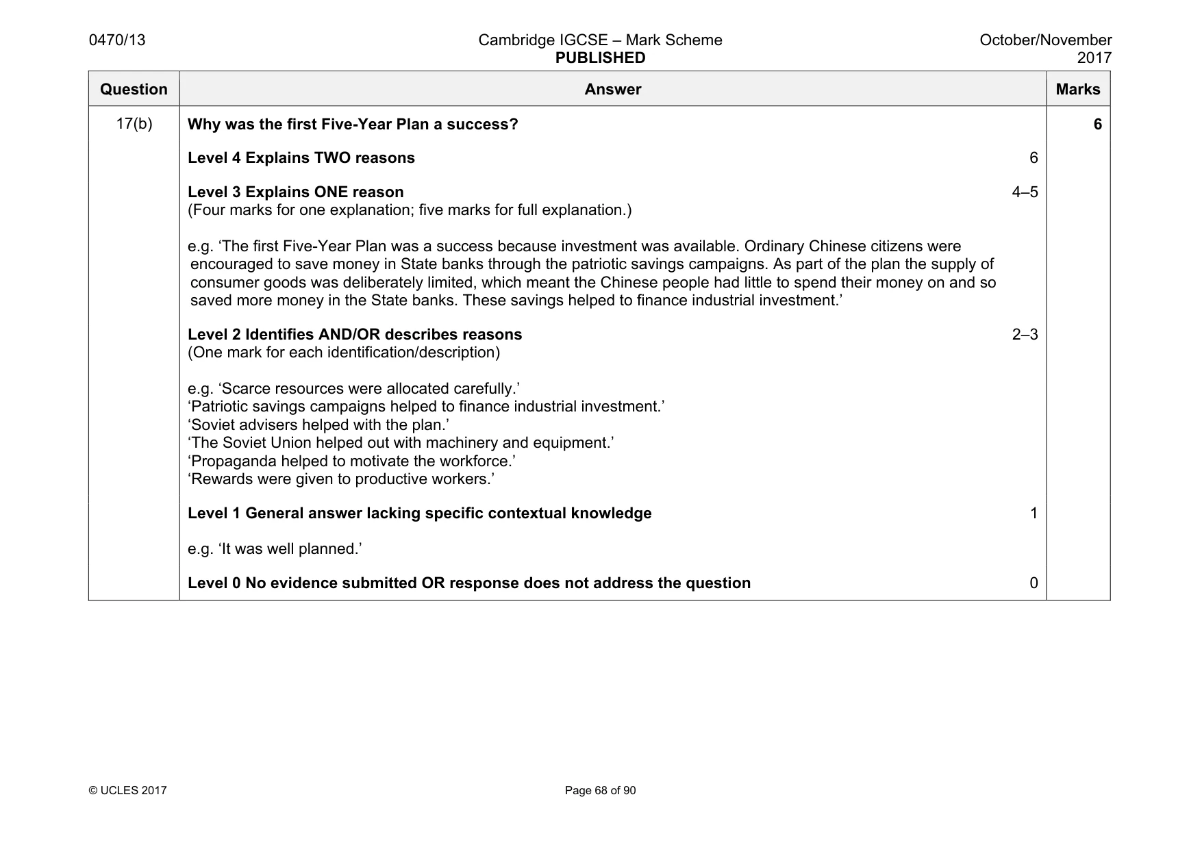 Mark scheme, page 68 of 90