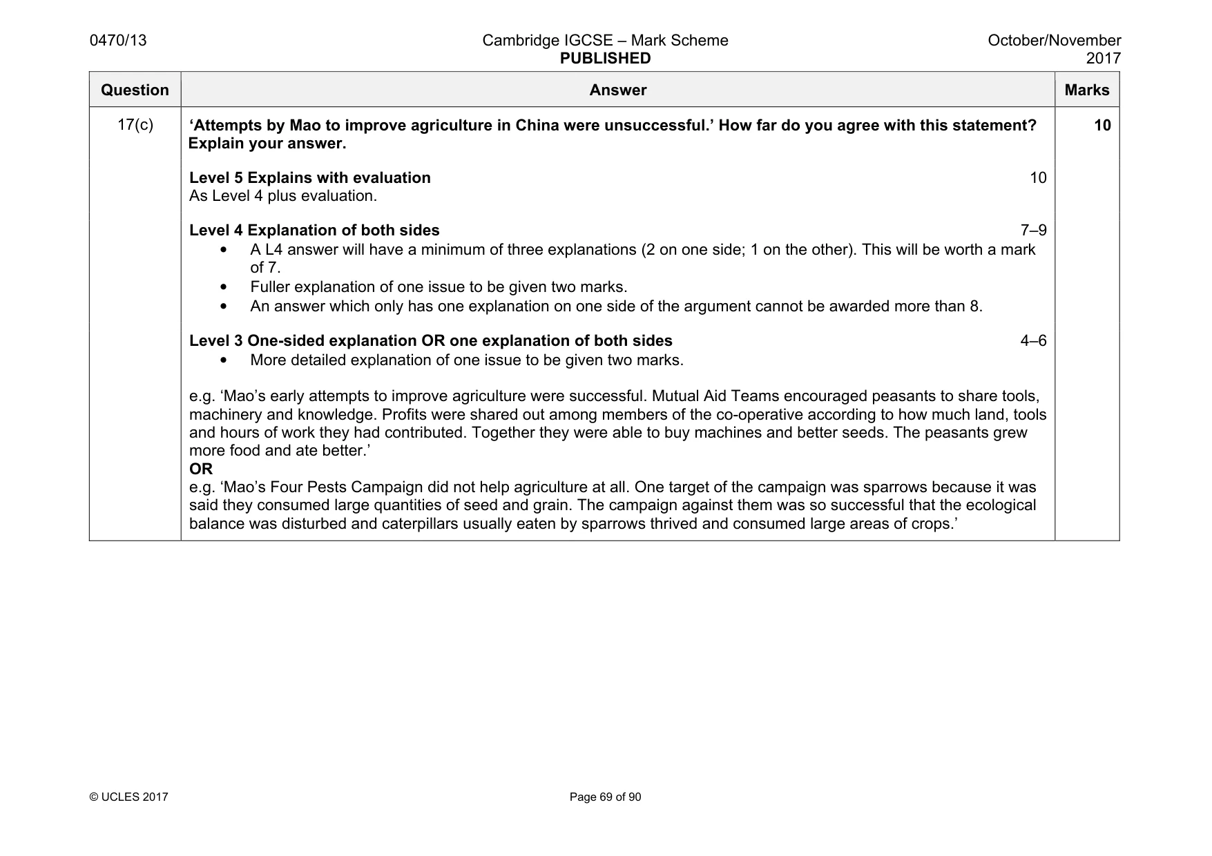 Mark scheme, page 69 of 90