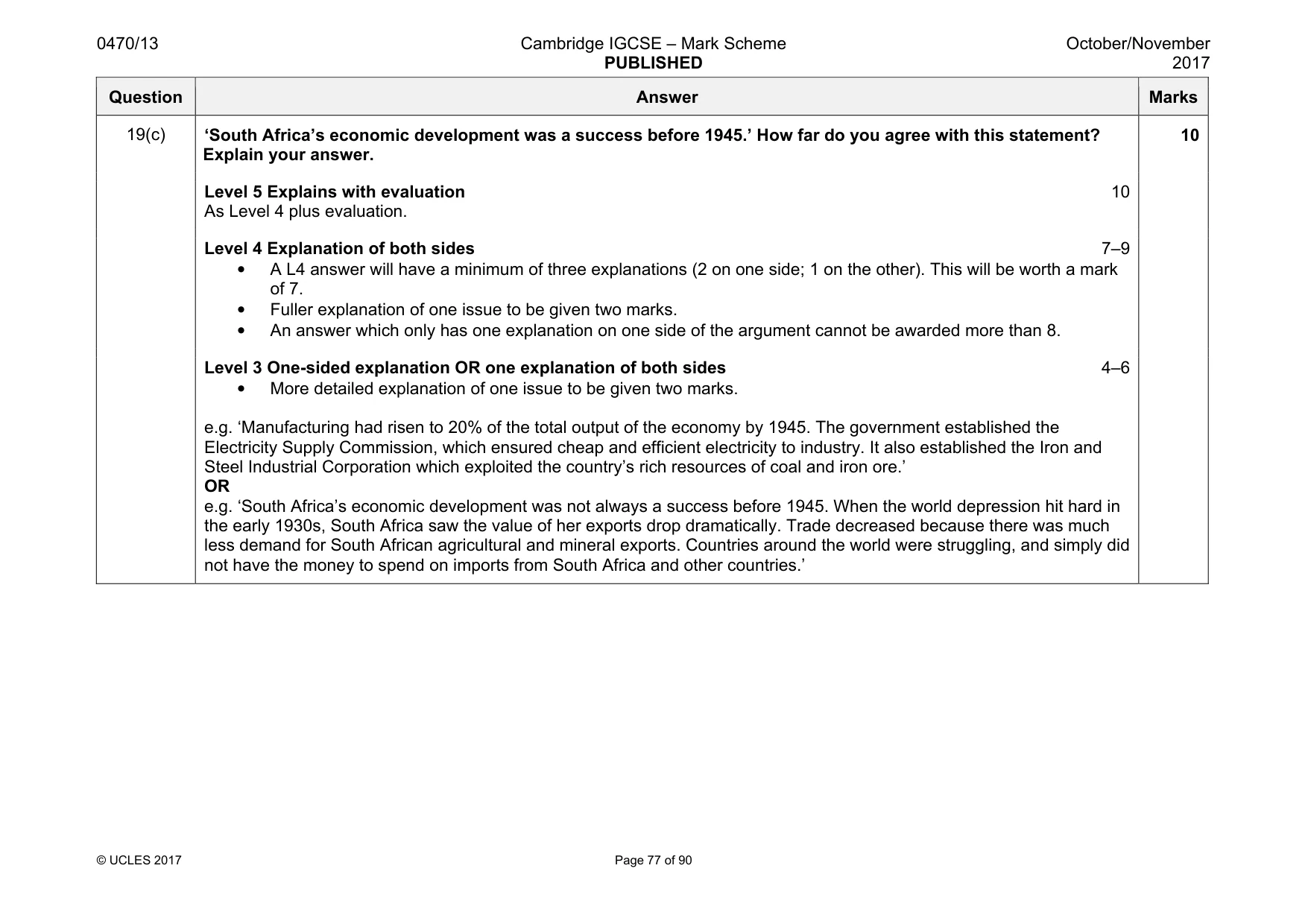 Mark scheme, page 77 of 90