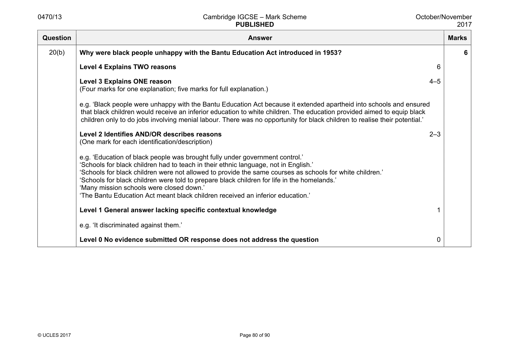 Mark scheme, page 80 of 90