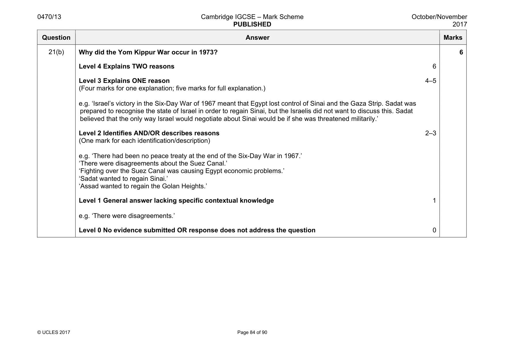 Mark scheme, page 84 of 90