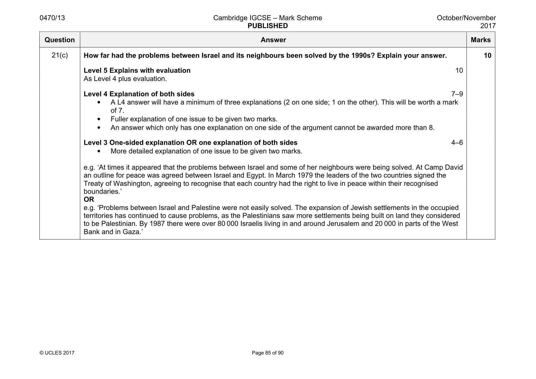 Mark scheme, page 85 of 90