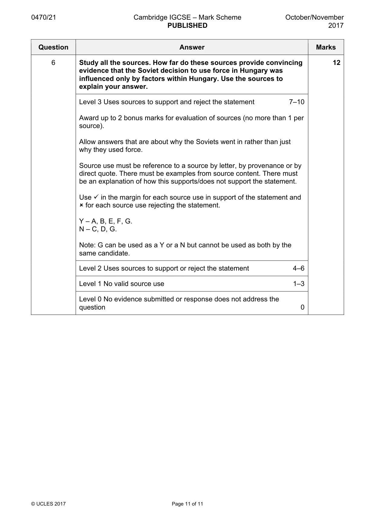 Mark scheme, page 11 of 11