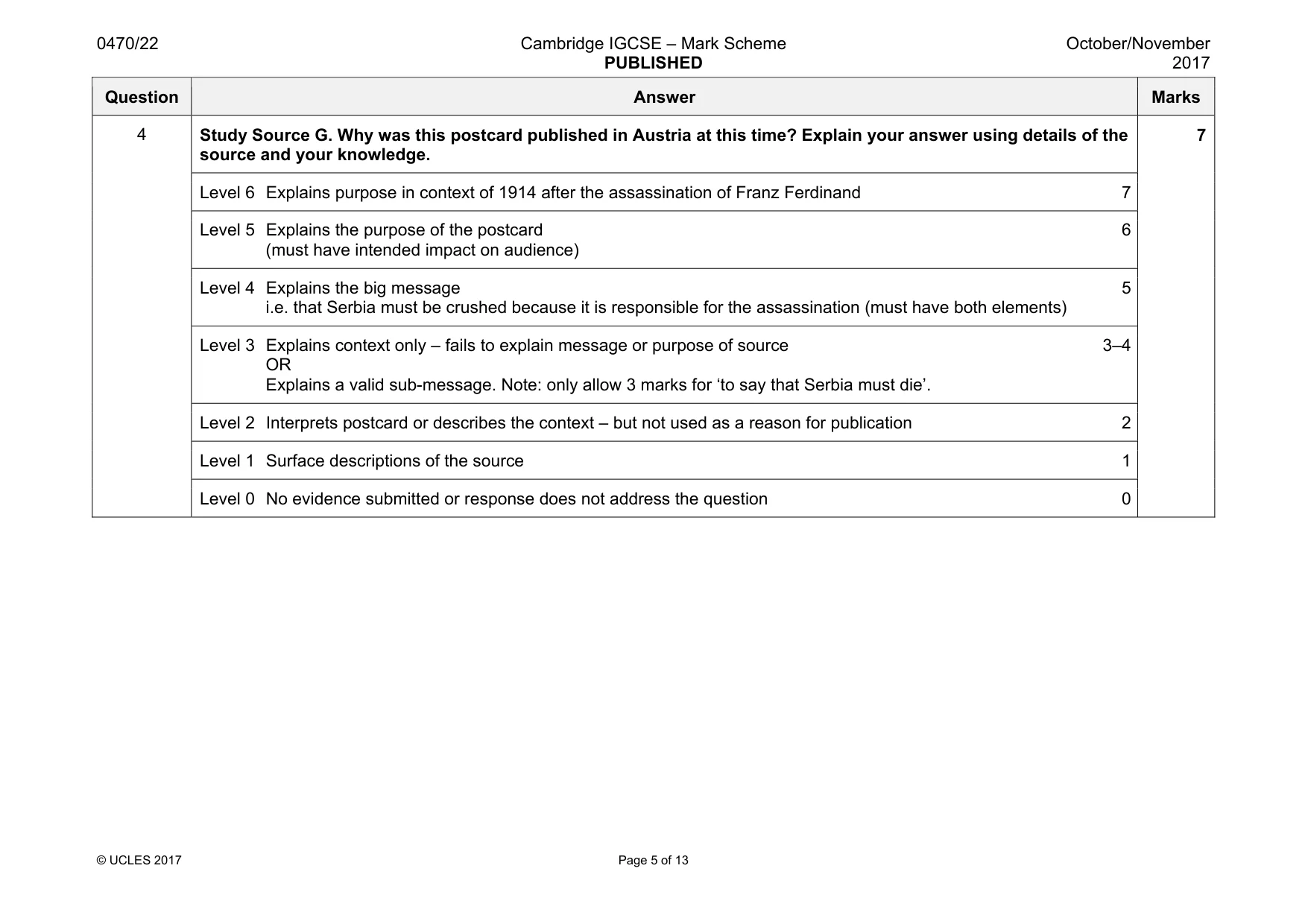 Mark scheme, page 5 of 13