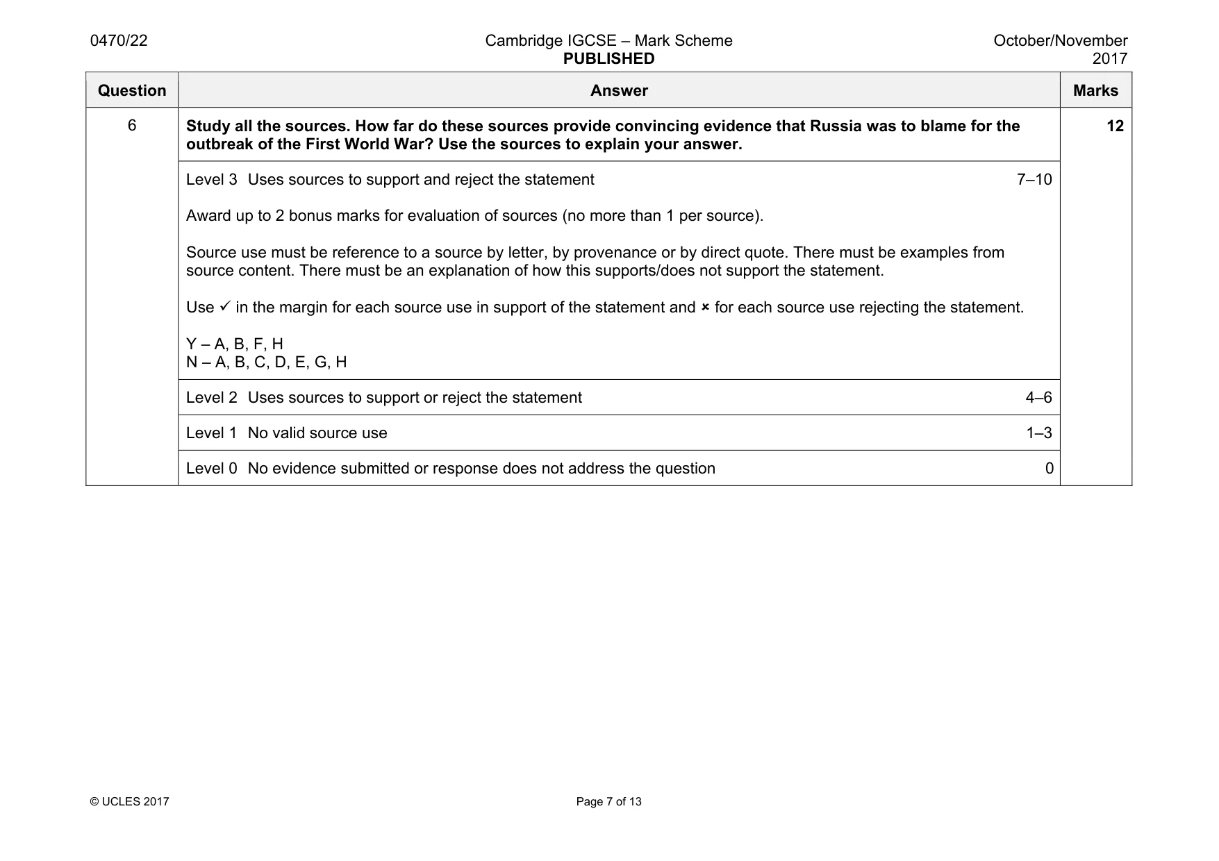 Mark scheme, page 7 of 13