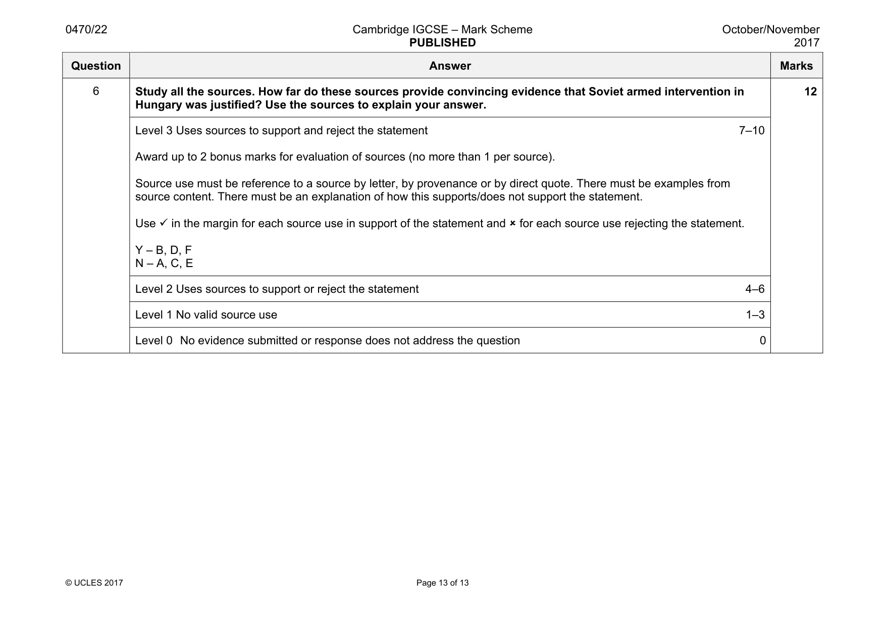 Mark scheme, page 13 of 13