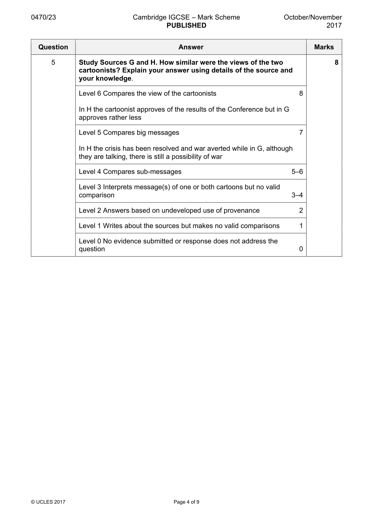 Mark scheme, page 4 of 9