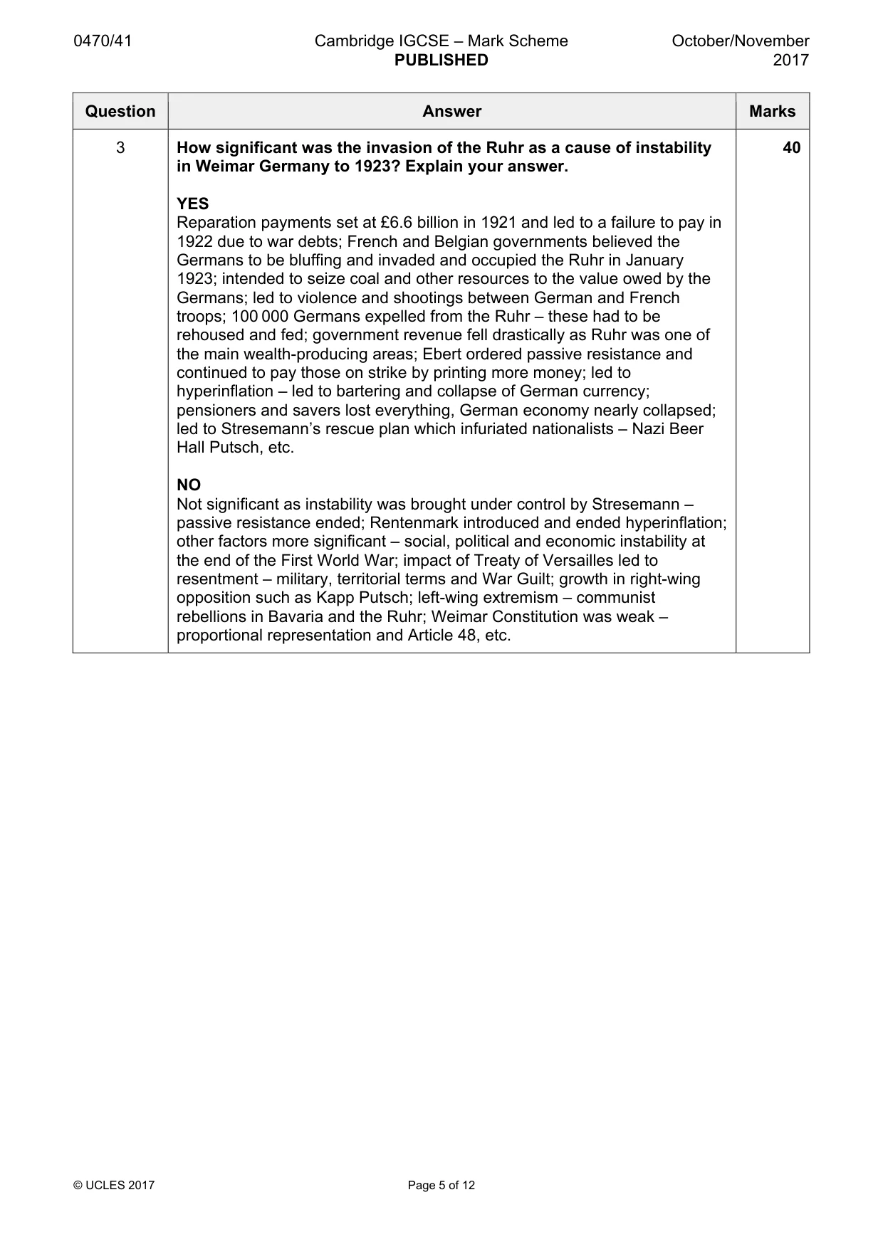 Mark scheme, page 5 of 12