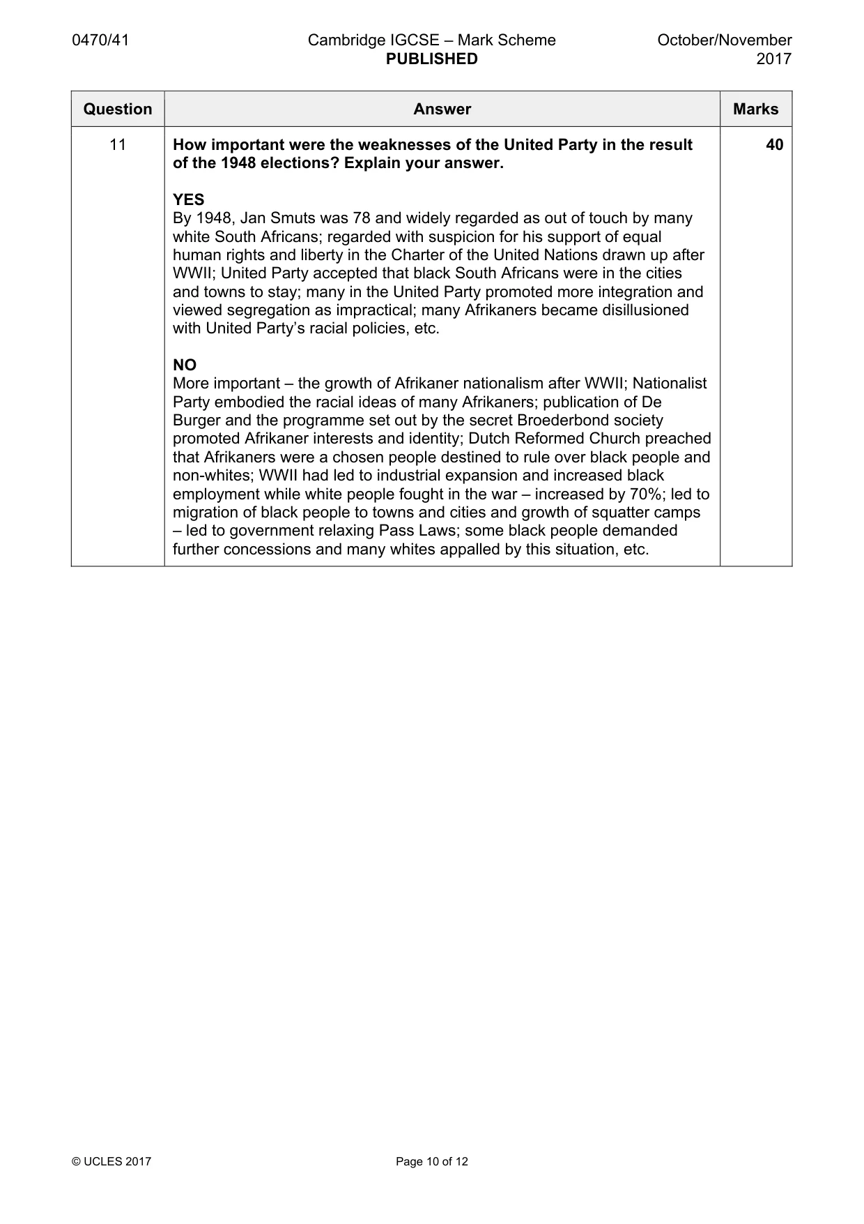 Mark scheme, page 10 of 12
