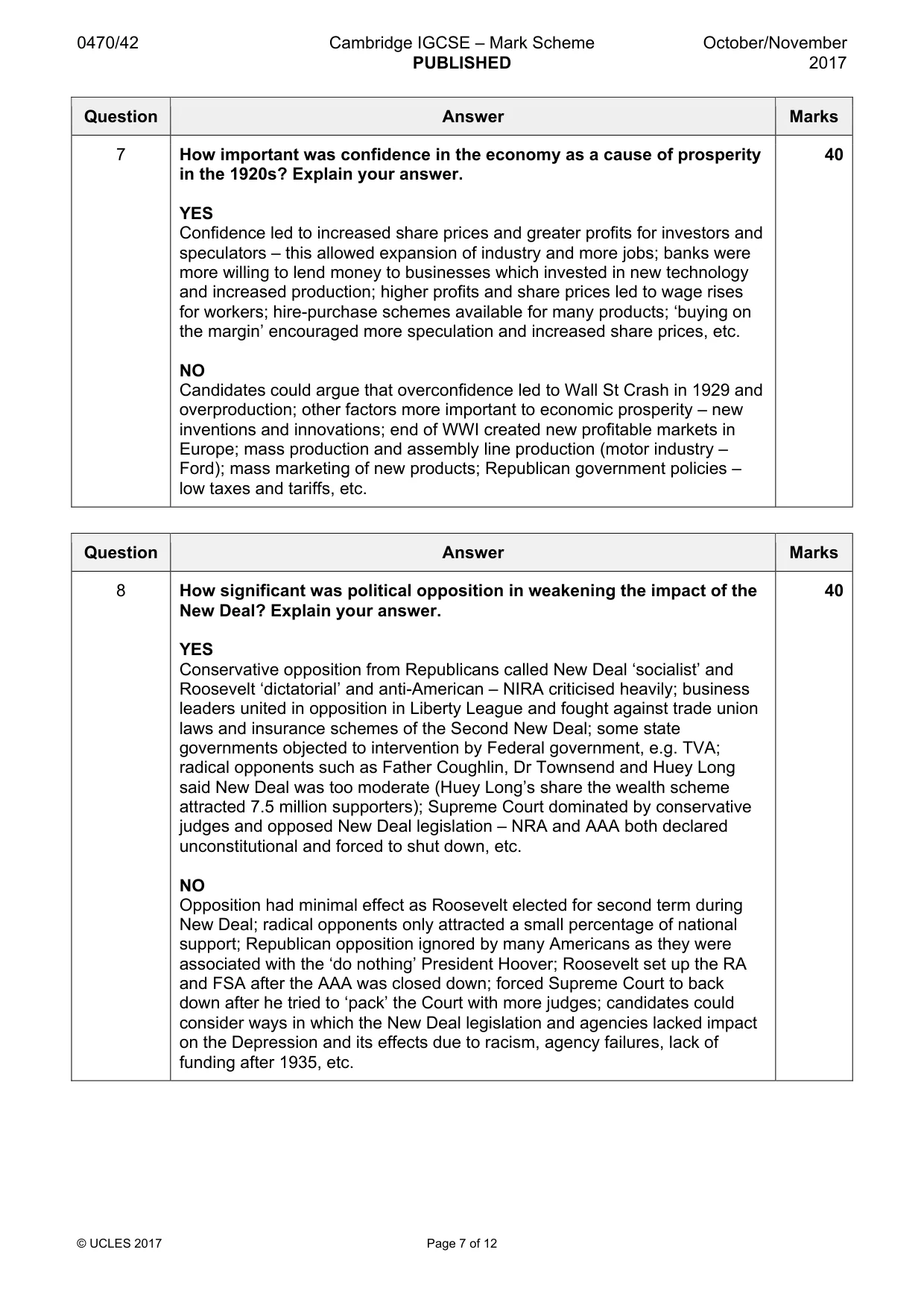 Mark scheme, page 7 of 12