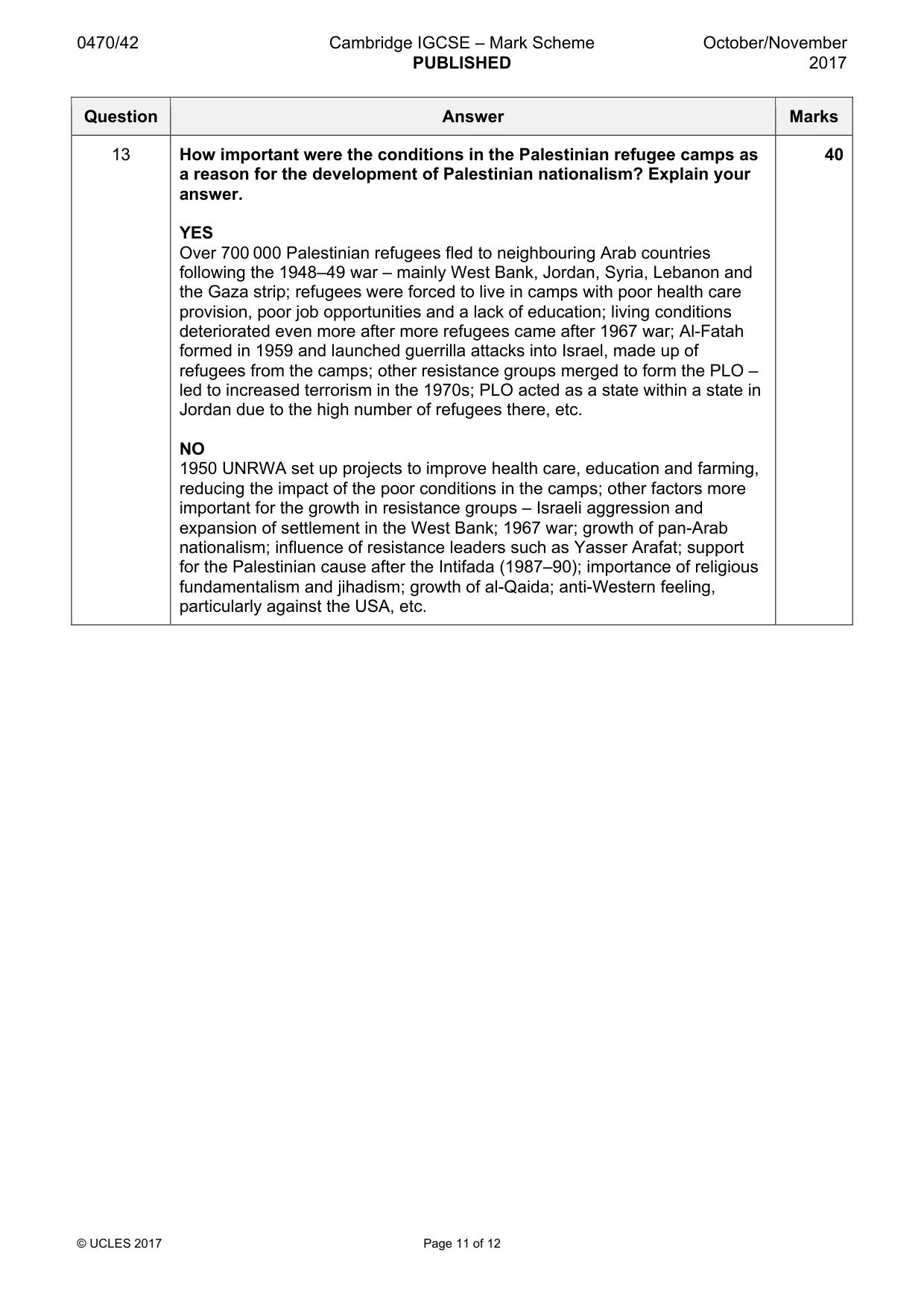 Mark scheme, page 11 of 12