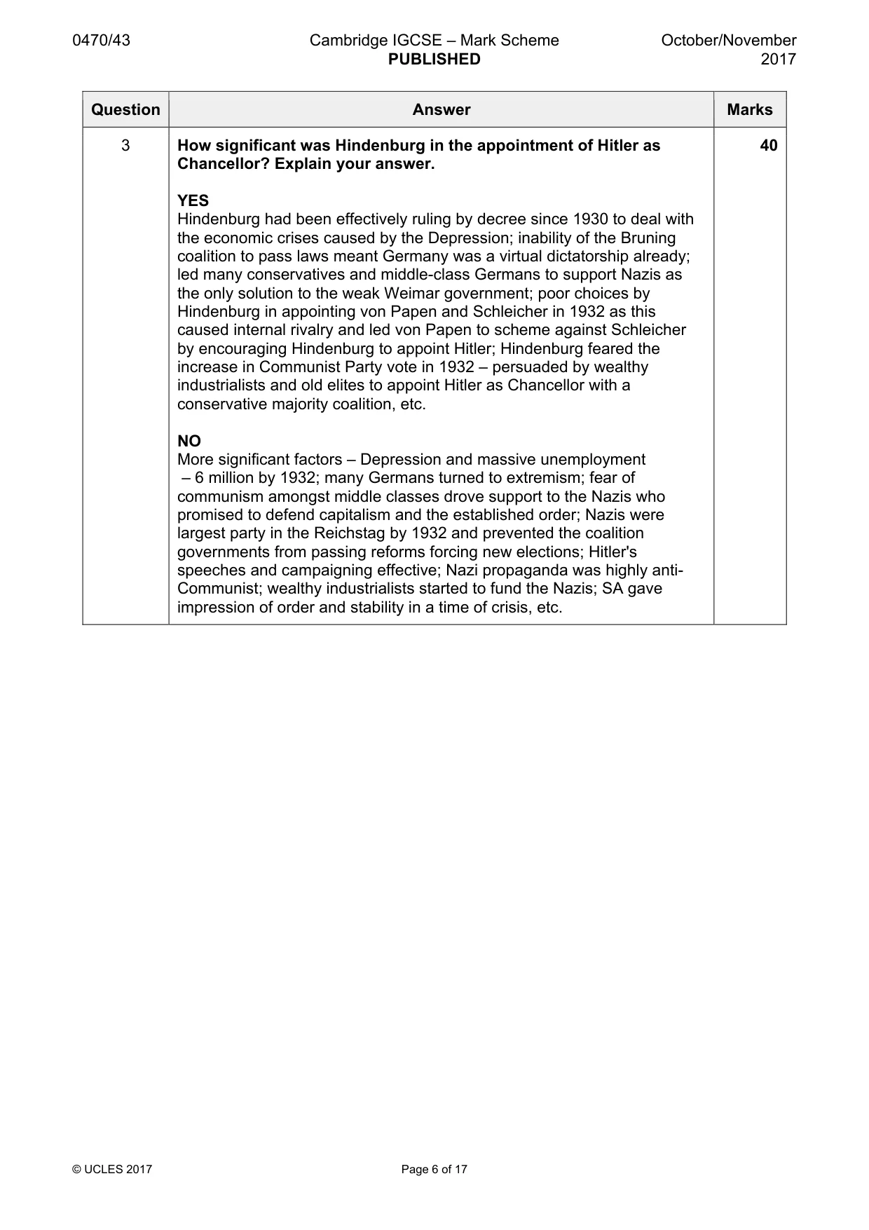 Mark scheme, page 6 of 17