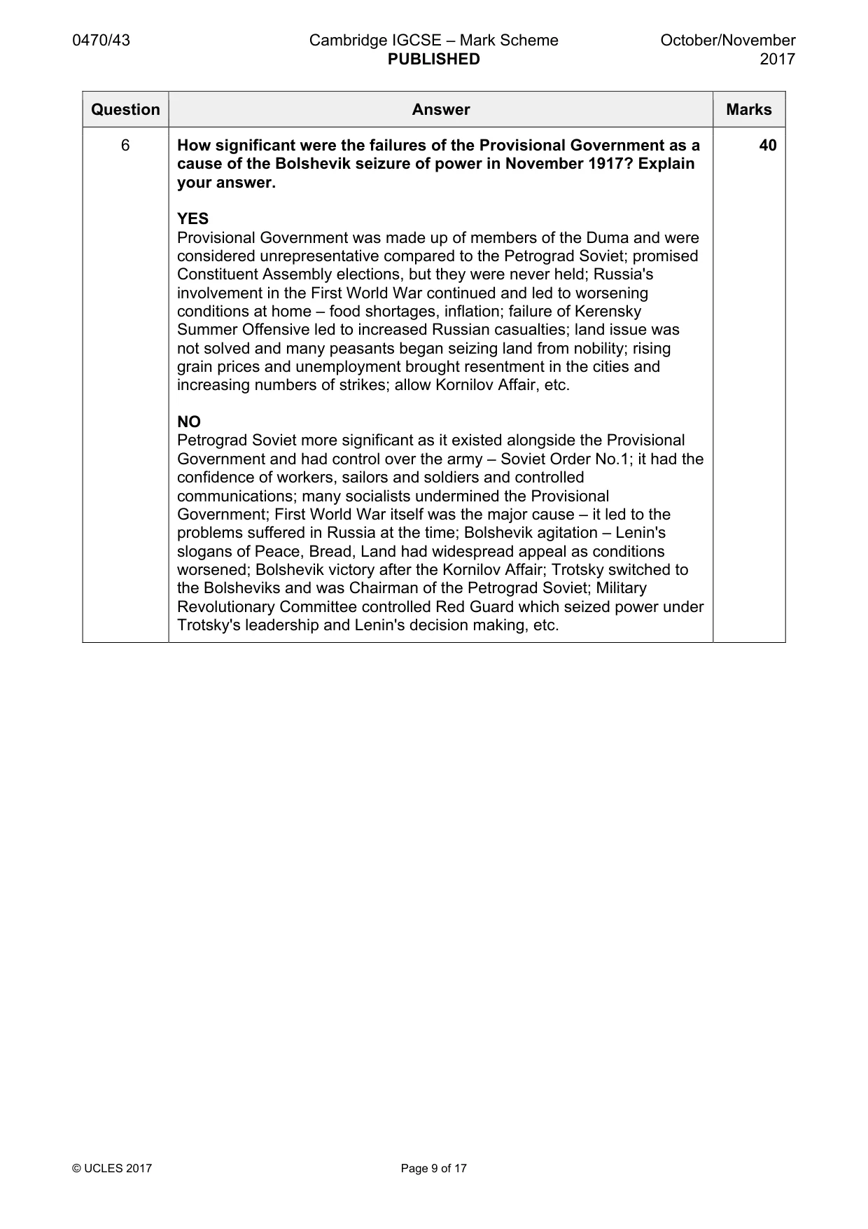 Mark scheme, page 9 of 17