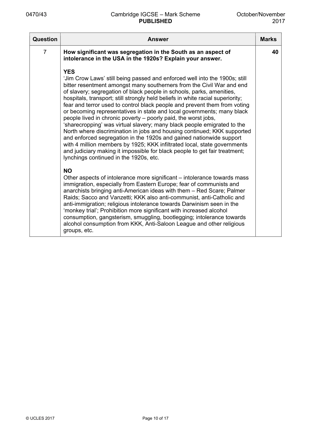 Mark scheme, page 10 of 17