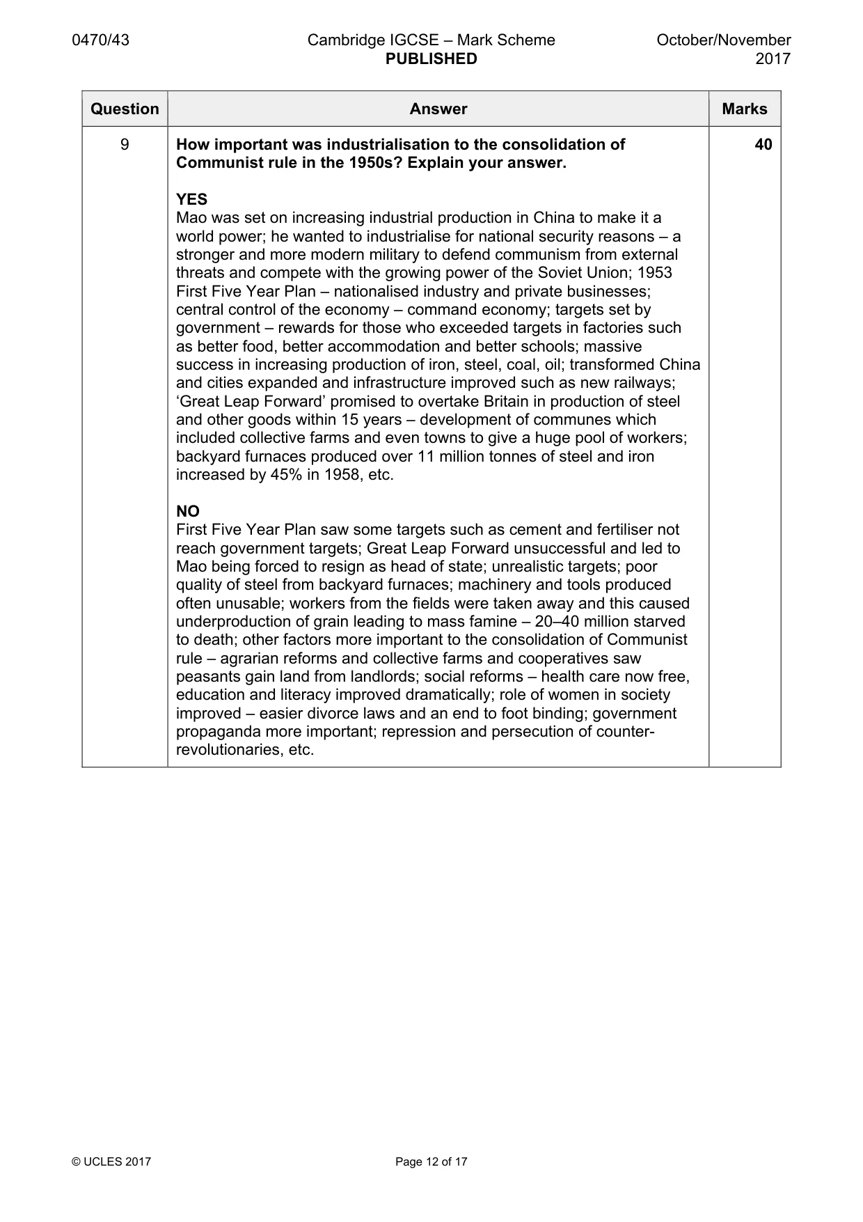Mark scheme, page 12 of 17