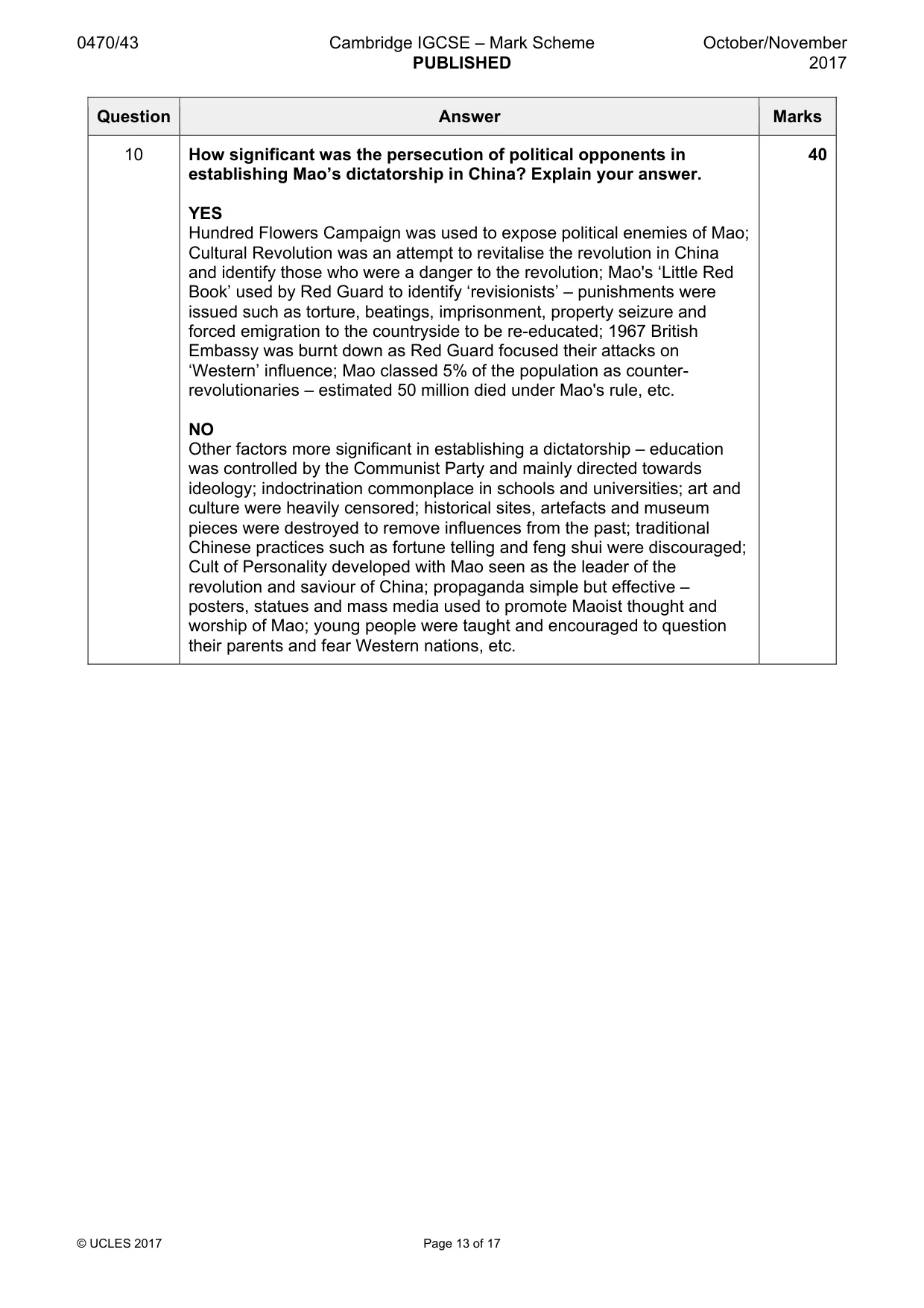 Mark scheme, page 13 of 17