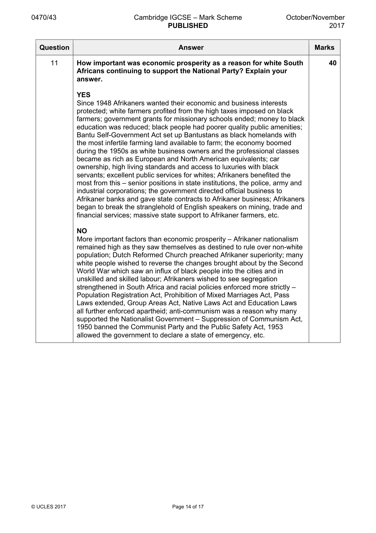 Mark scheme, page 14 of 17