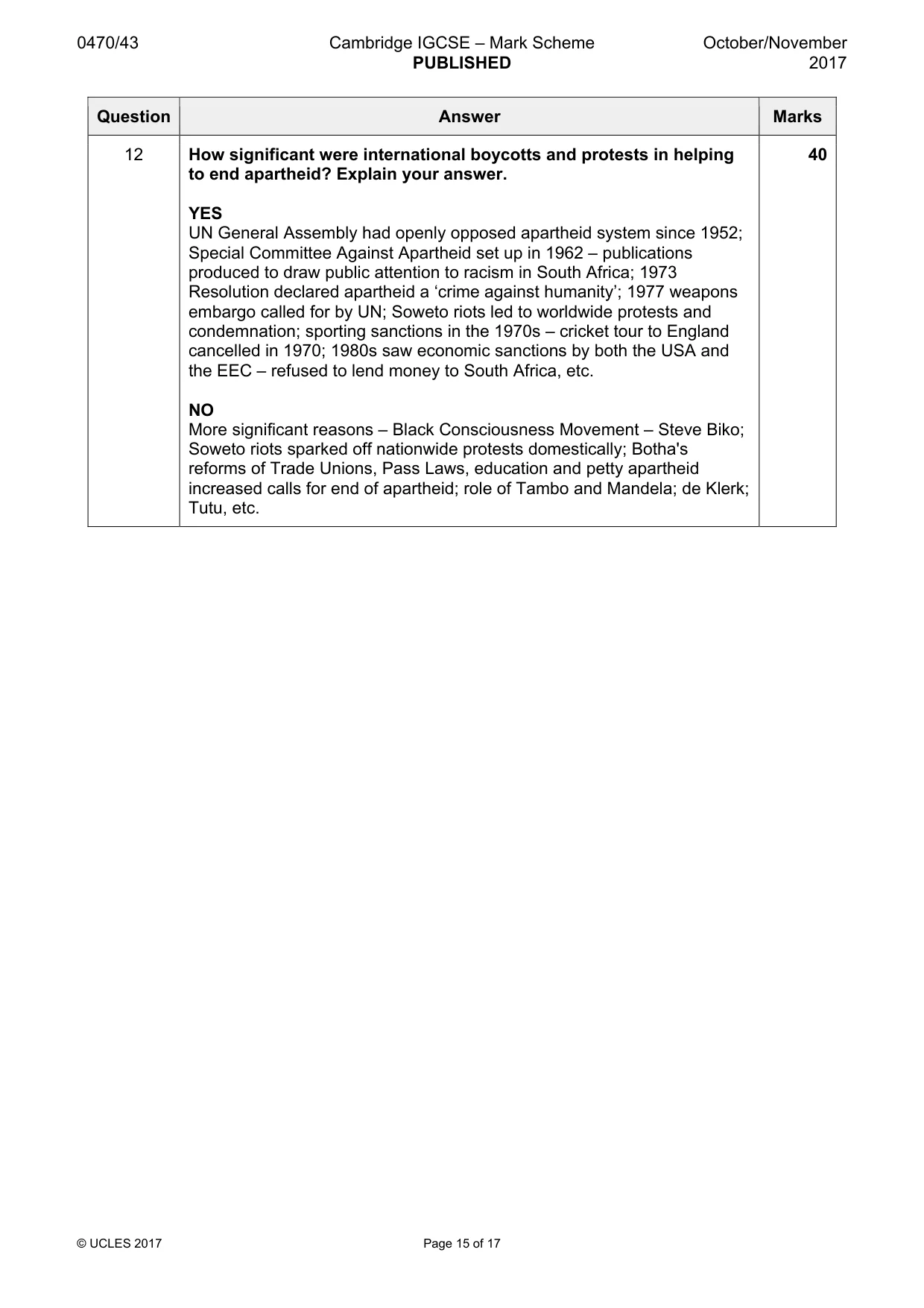 Mark scheme, page 15 of 17
