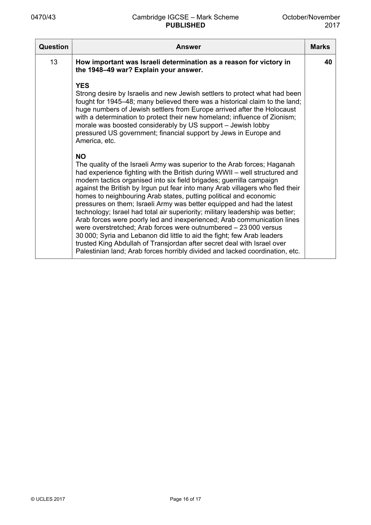 Mark scheme, page 16 of 17