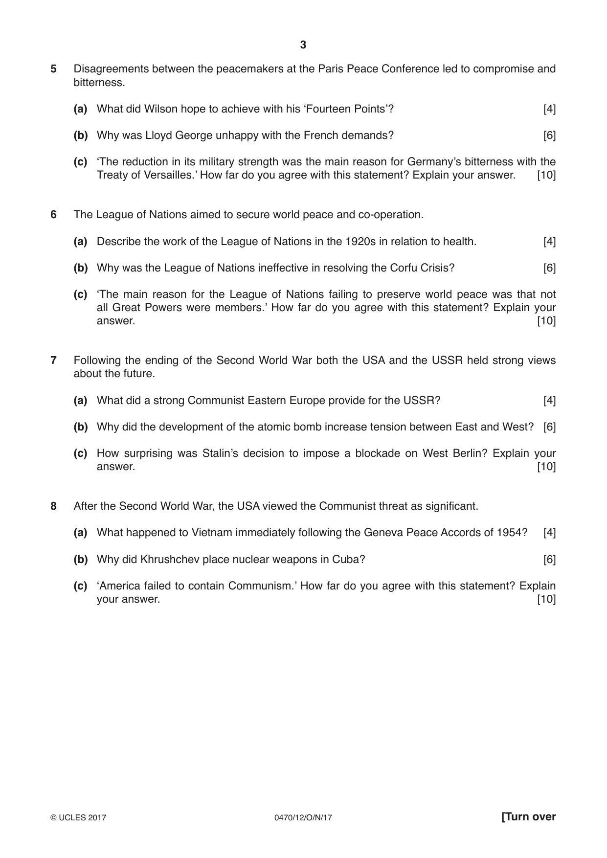 Cambridge IGCSE History 0470 2017 Oct/Nov Paper 1 · Variant 2 question paper, page 3 of 12
