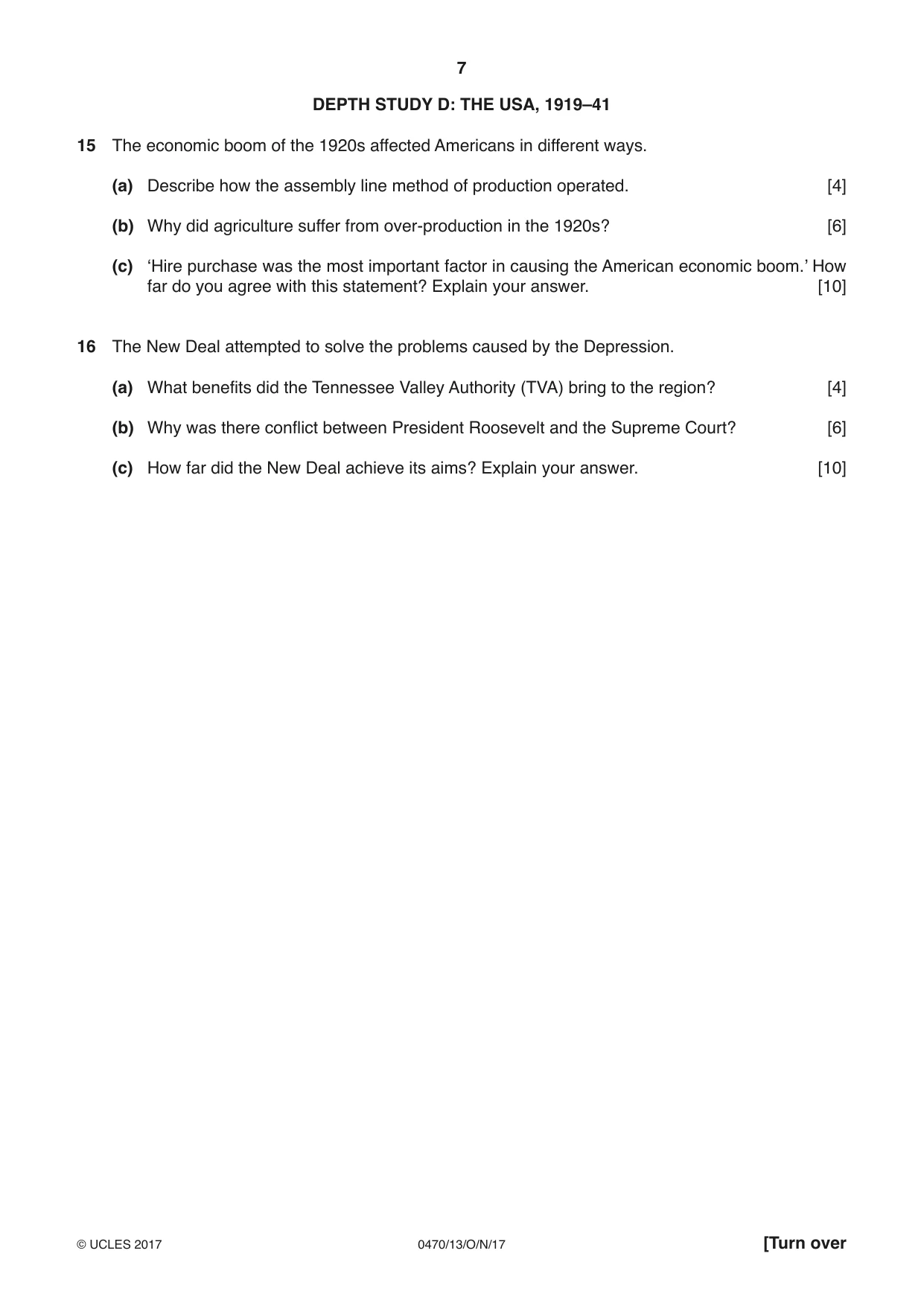 Cambridge IGCSE History 0470 2017 Oct/Nov Paper 1 · Variant 3 question paper, page 7 of 12