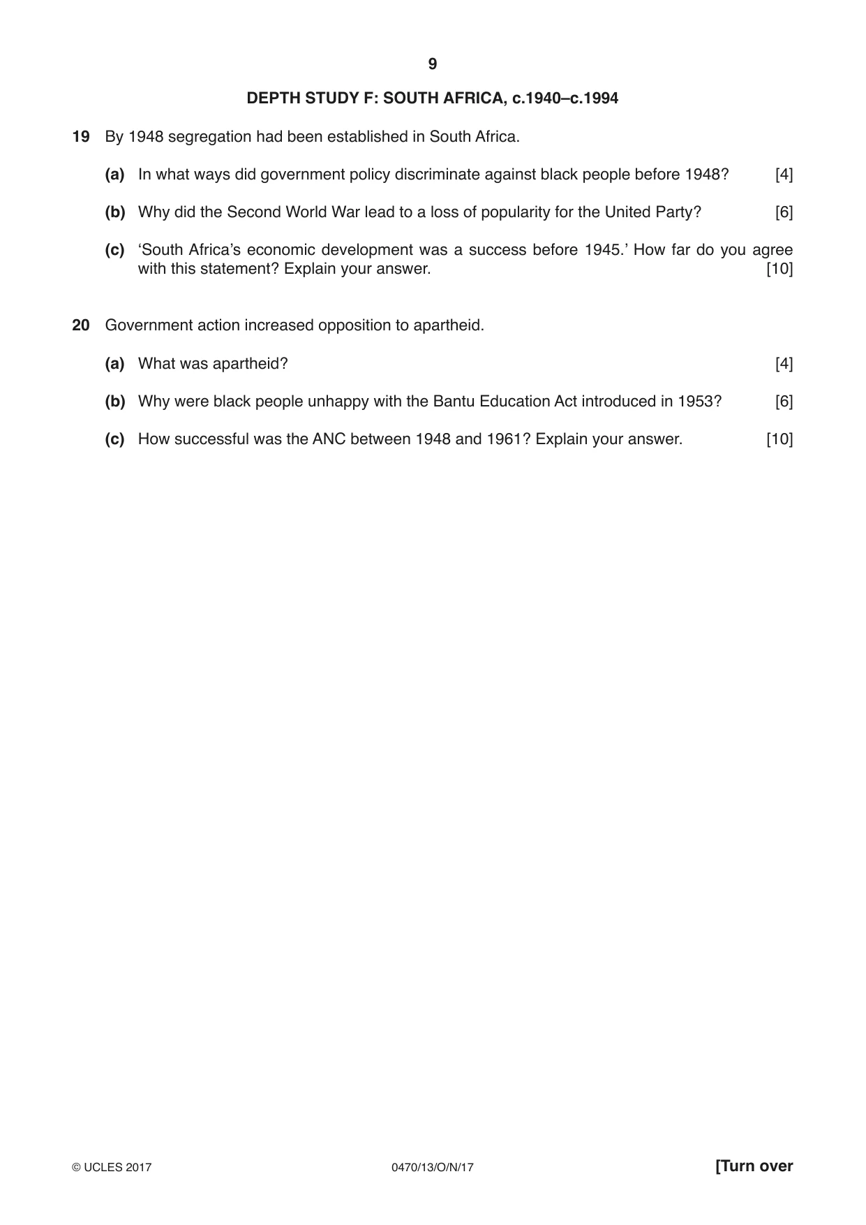 Cambridge IGCSE History 0470 2017 Oct/Nov Paper 1 · Variant 3 question paper, page 9 of 12