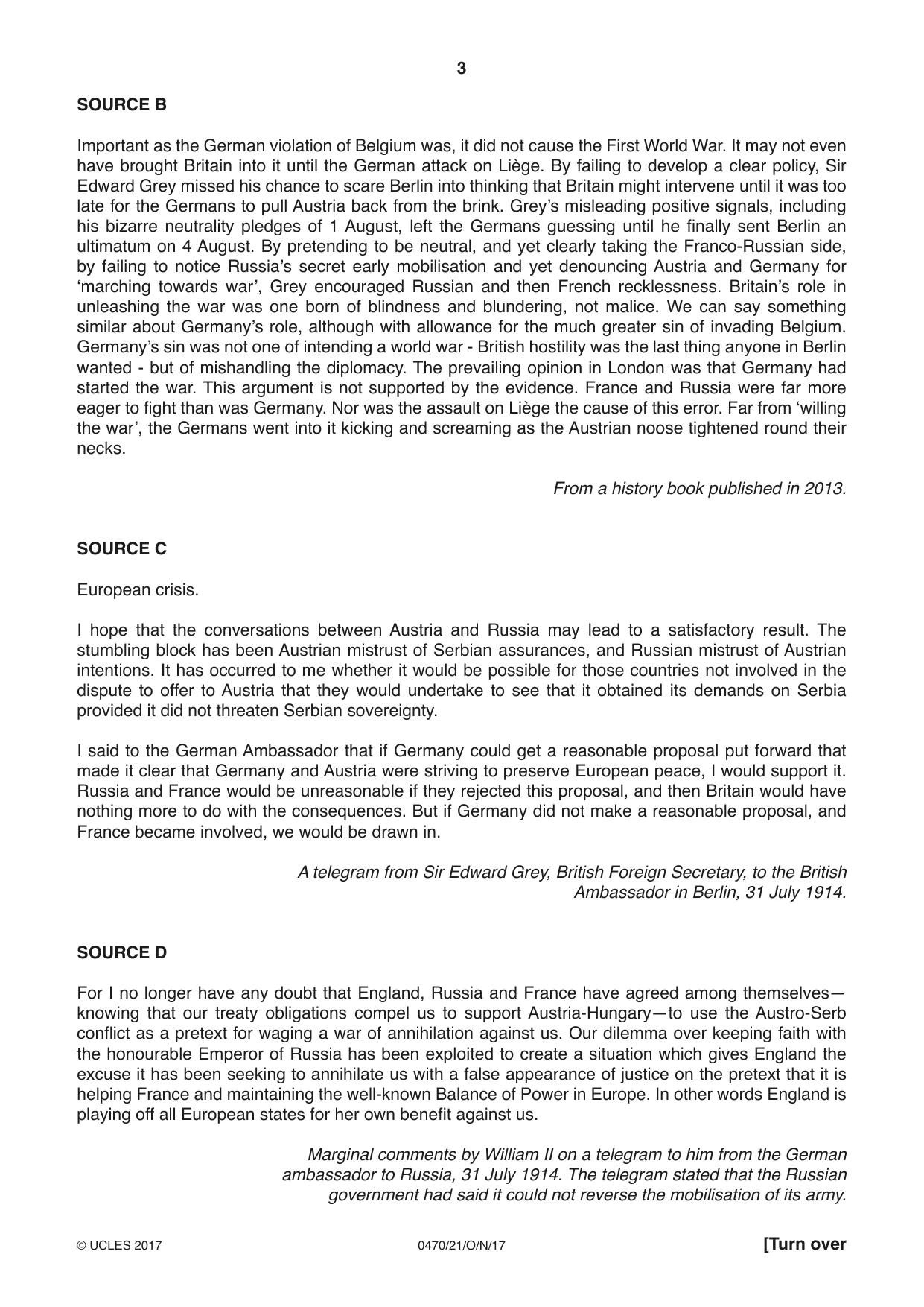 Cambridge IGCSE History 0470 2017 Oct/Nov Paper 2 · Variant 1 question paper, page 3 of 16
