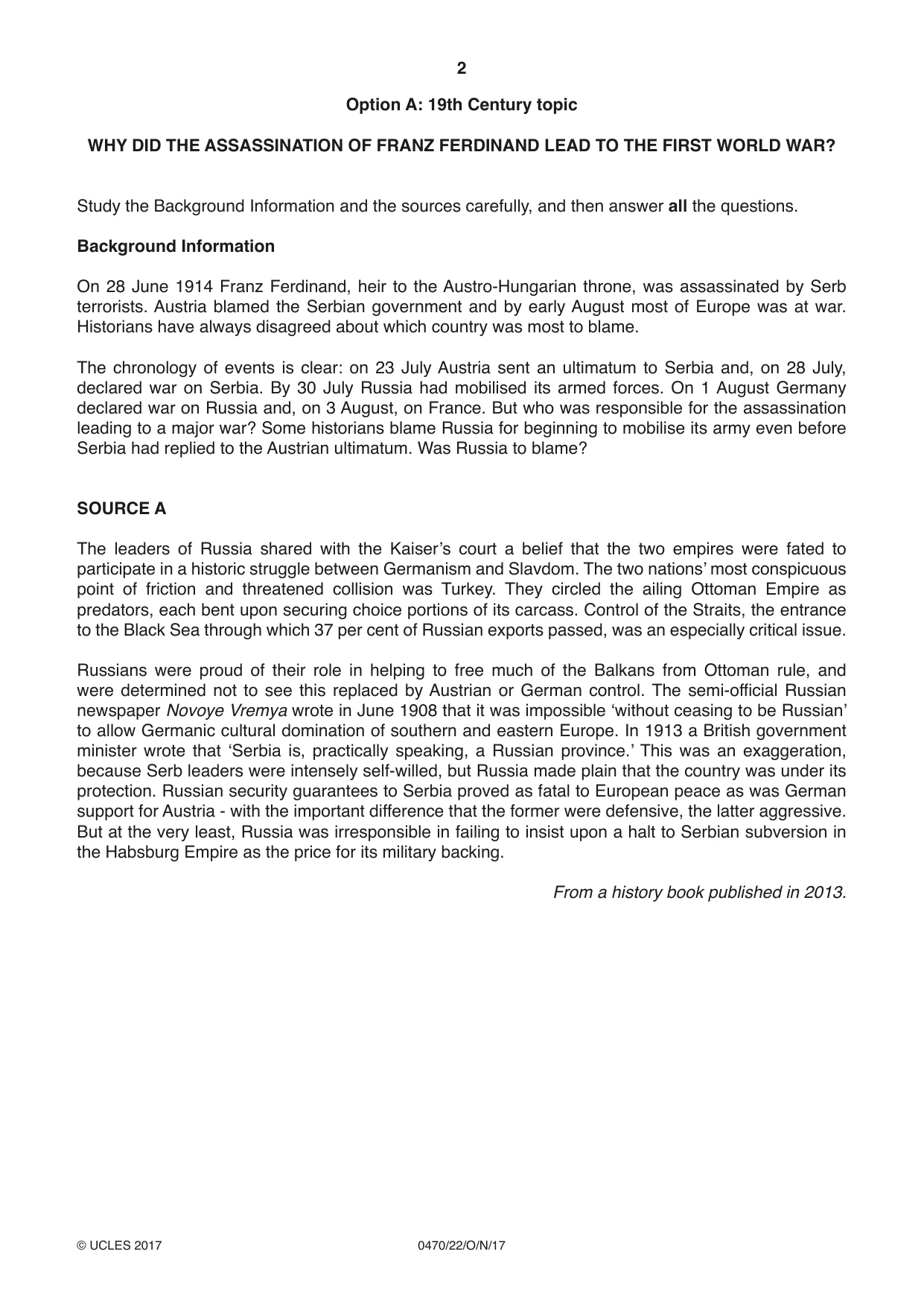 Cambridge IGCSE History 0470 2017 Oct/Nov Paper 2 · Variant 2 question paper, page 2 of 16