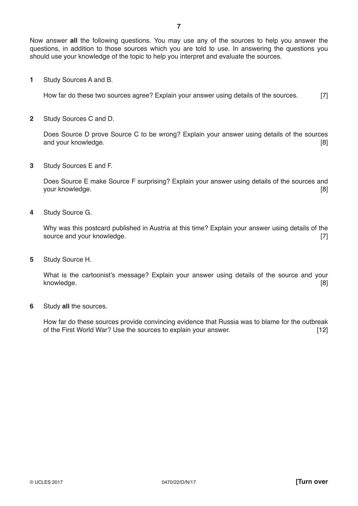 Cambridge IGCSE History 0470 2017 Oct/Nov Paper 2 · Variant 2 question paper, page 7 of 16