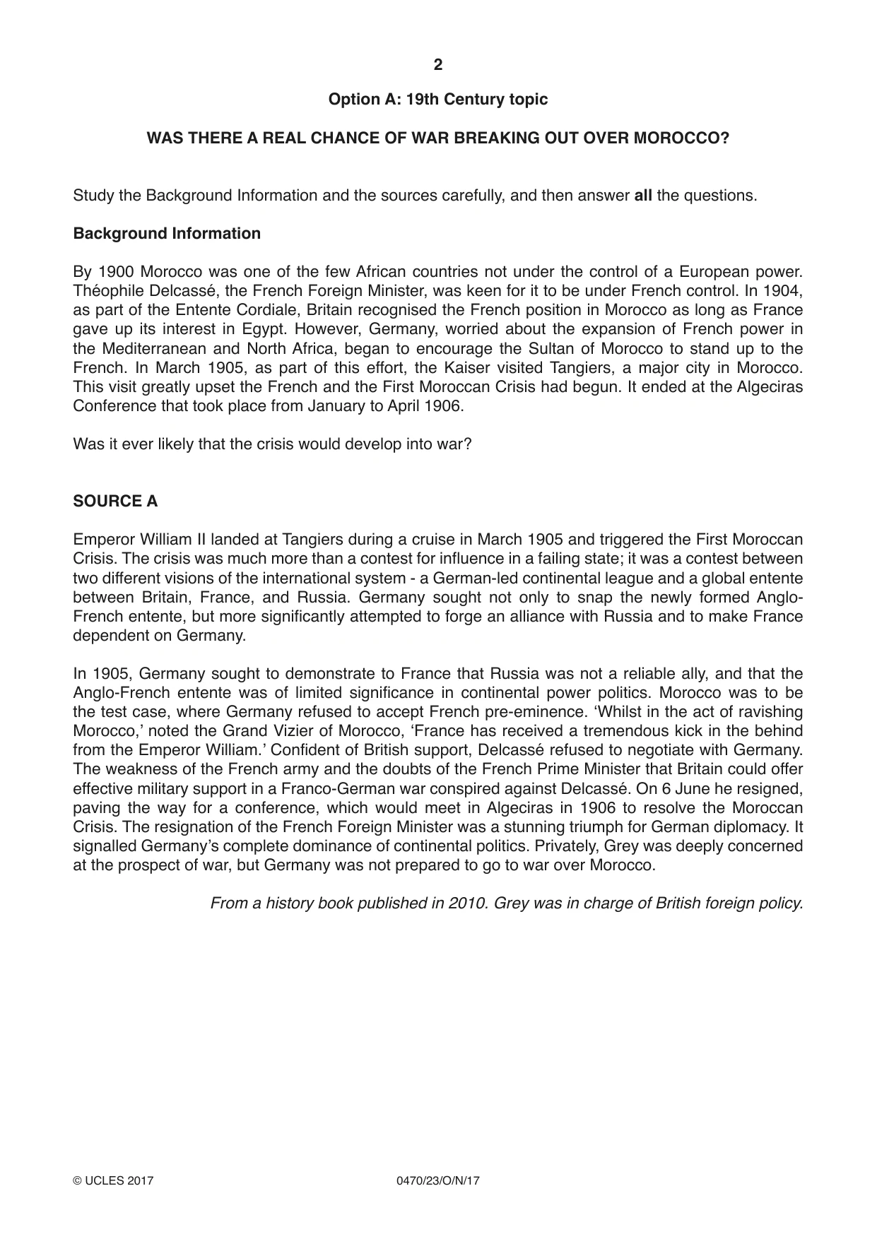 Cambridge IGCSE History 0470 2017 Oct/Nov Paper 2 · Variant 3 question paper, page 2 of 16