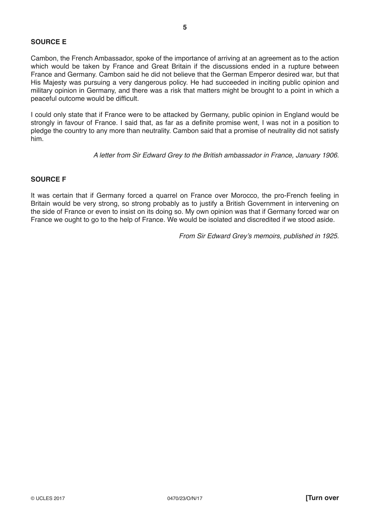 Cambridge IGCSE History 0470 2017 Oct/Nov Paper 2 · Variant 3 question paper, page 5 of 16