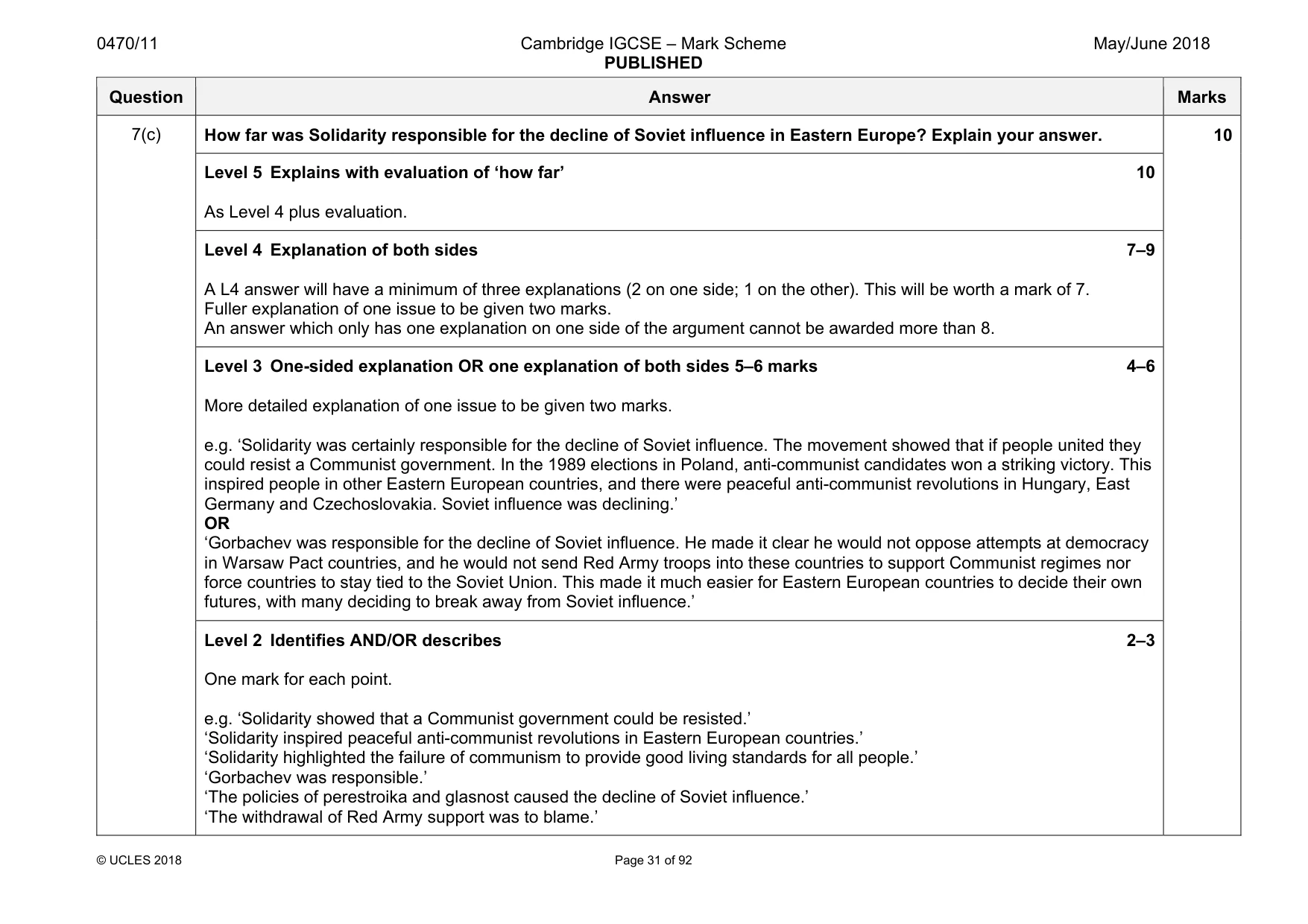 Mark scheme, page 31 of 92