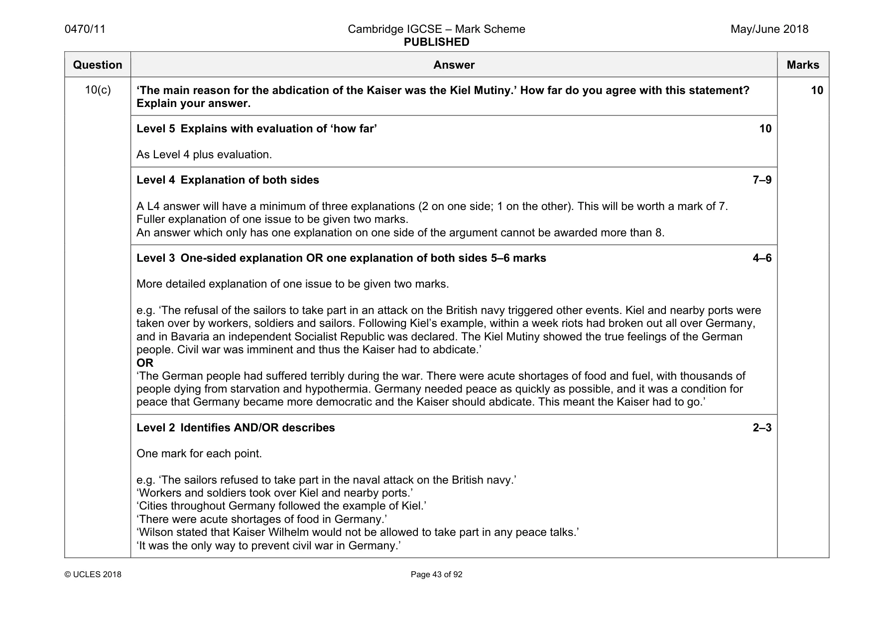 Mark scheme, page 43 of 92