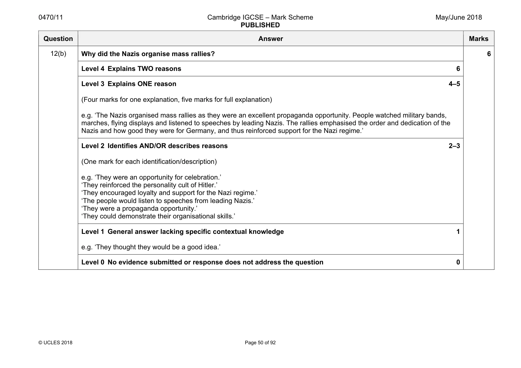 Mark scheme, page 50 of 92