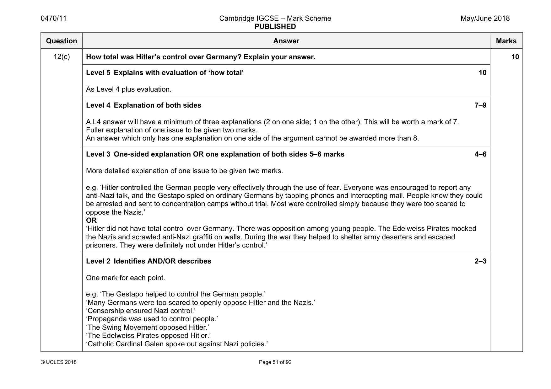 Mark scheme, page 51 of 92