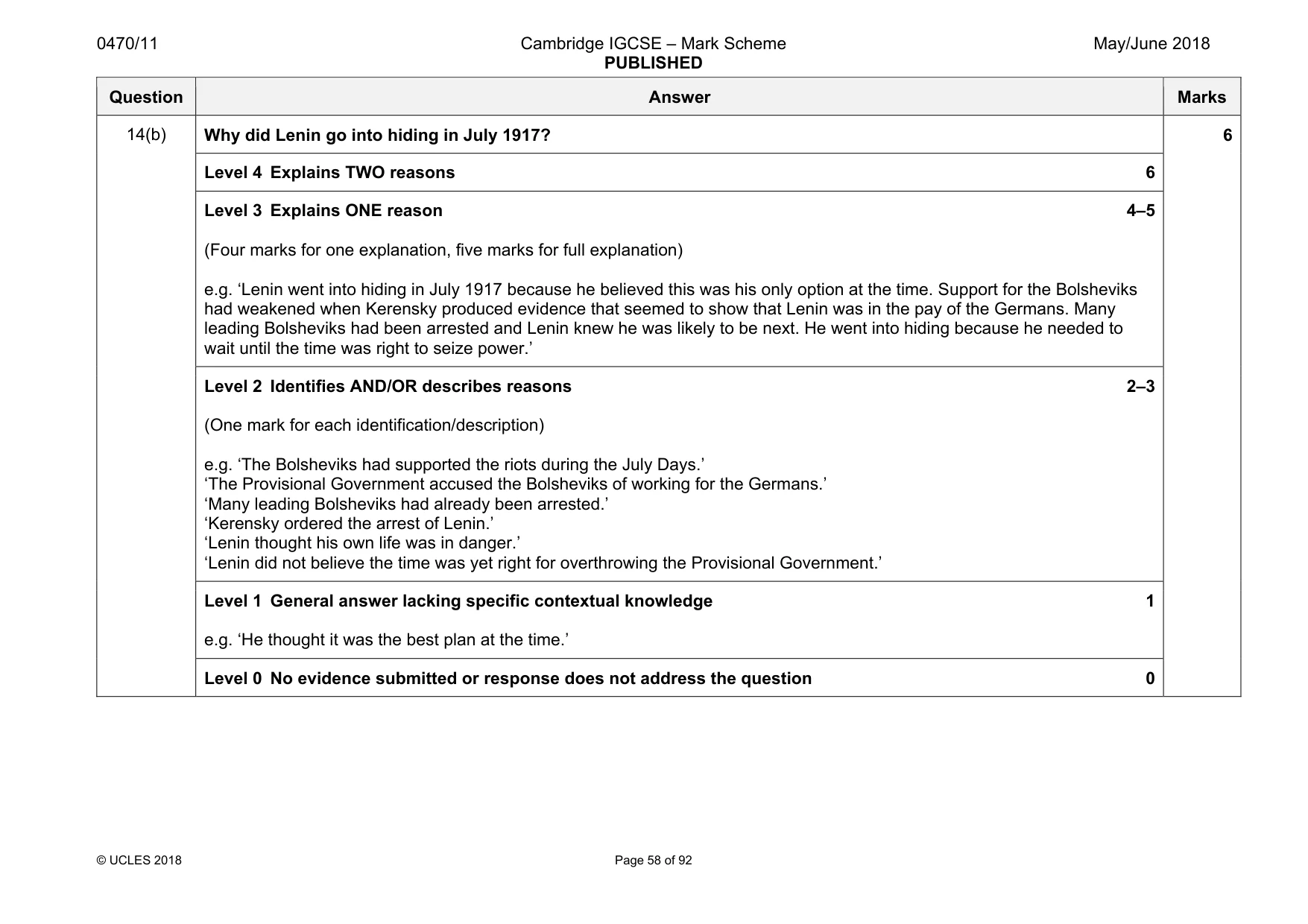 Mark scheme, page 58 of 92